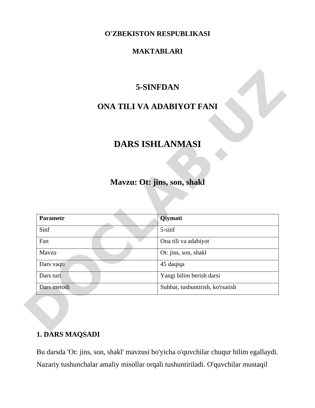 Ot: jins, son, shakl