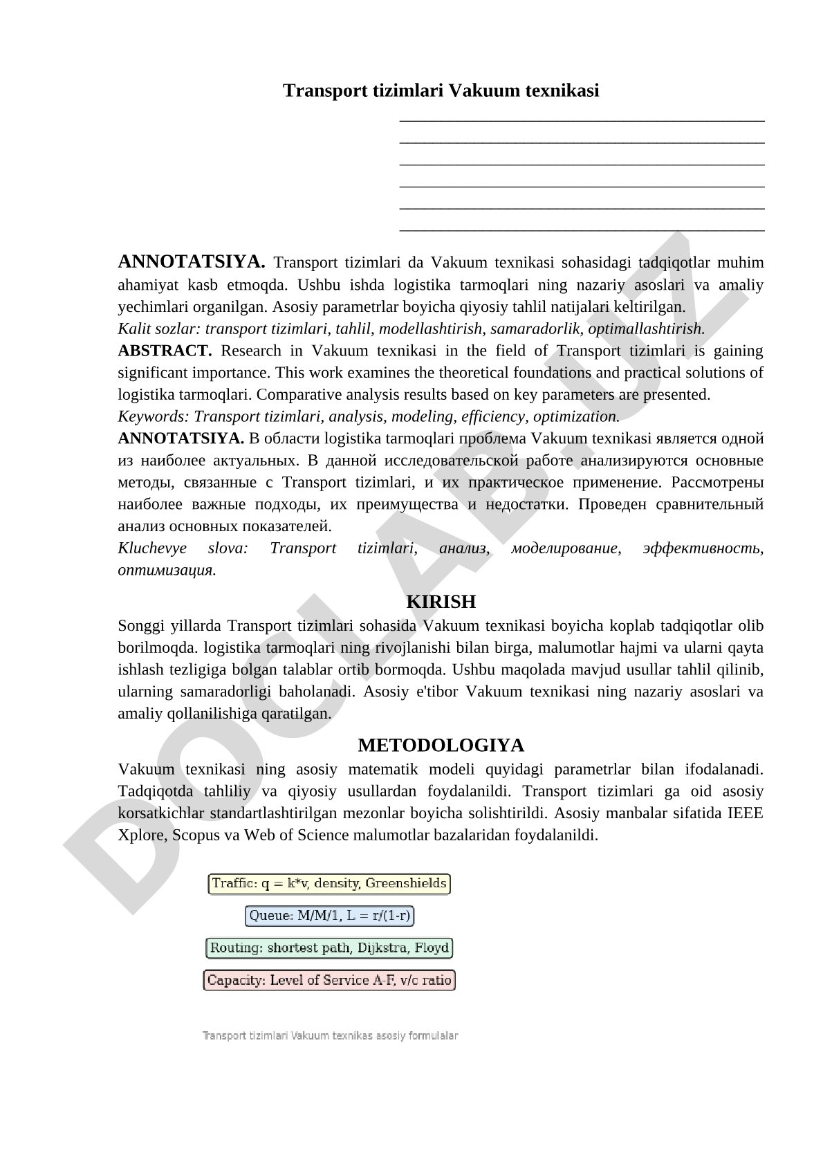 Transport tizimlari Vakuum texnikasi