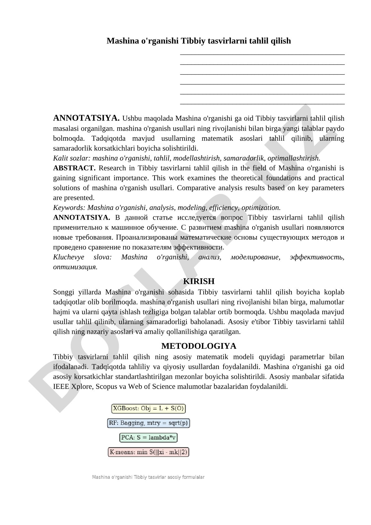 Mashina o'rganishi Tibbiy tasvirlarni tahlil qilish