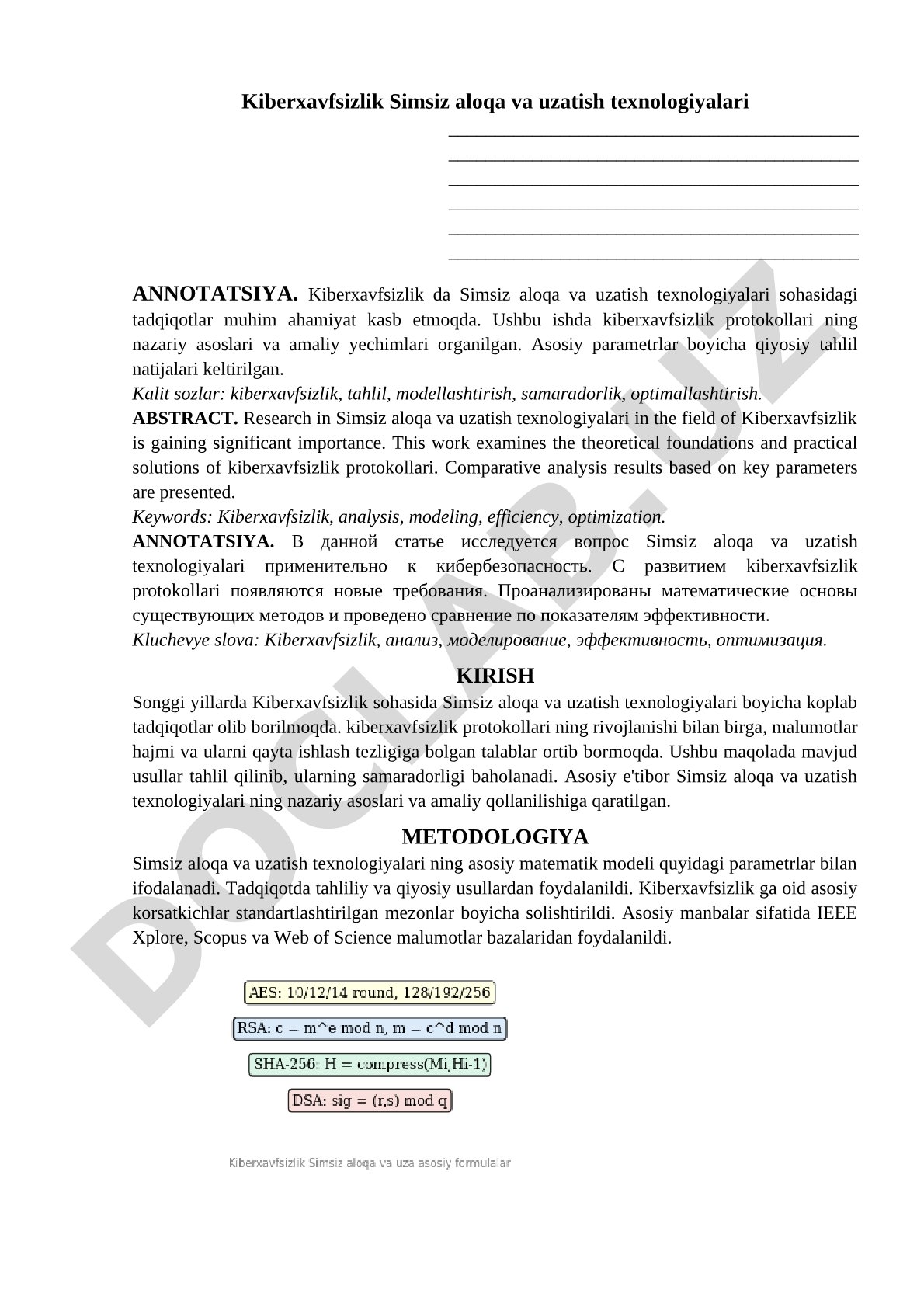 Kiberxavfsizlikda Simsiz aloqa va uzatish texnologiyalari