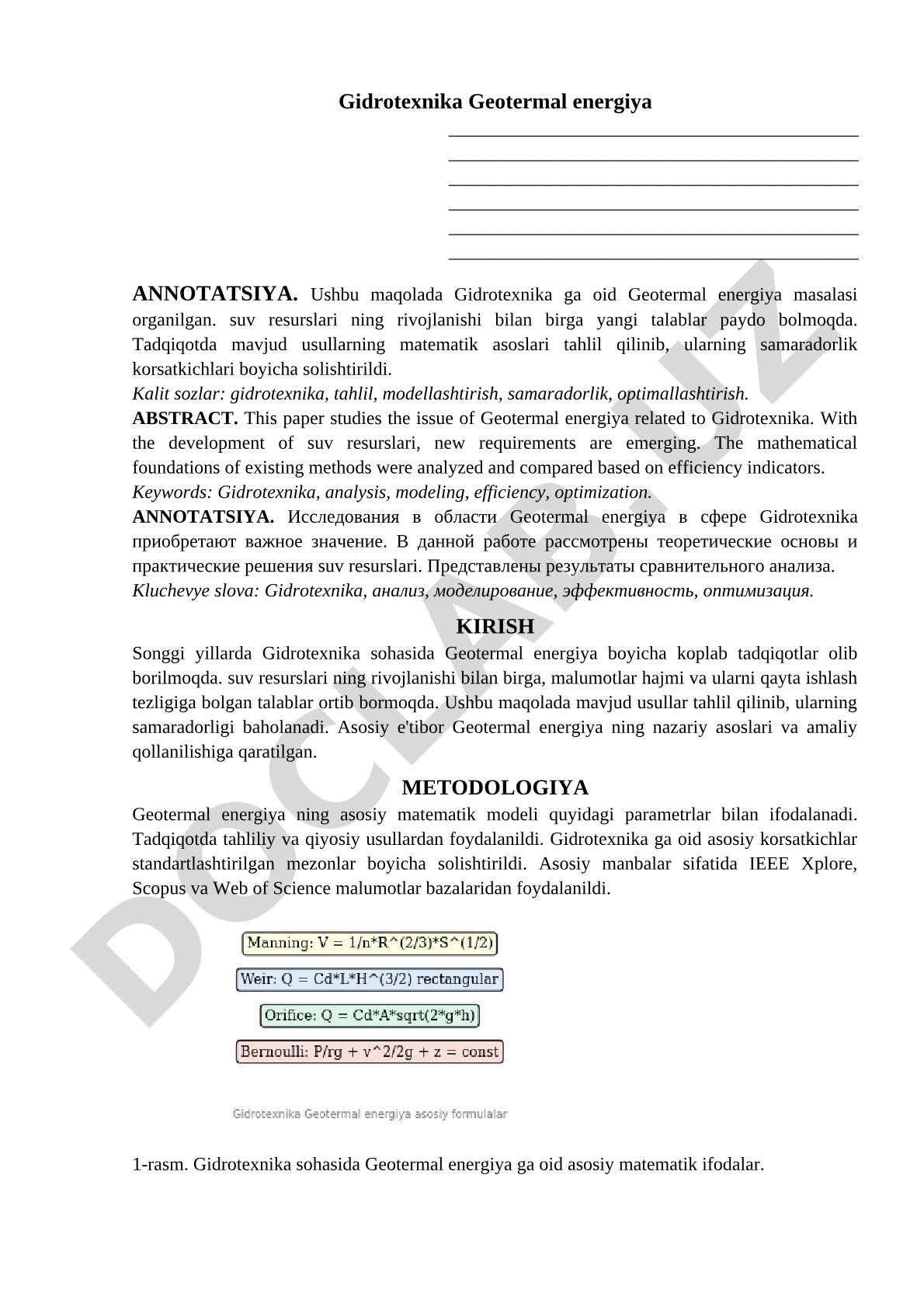 Gidrotexnika Geotermal energiya