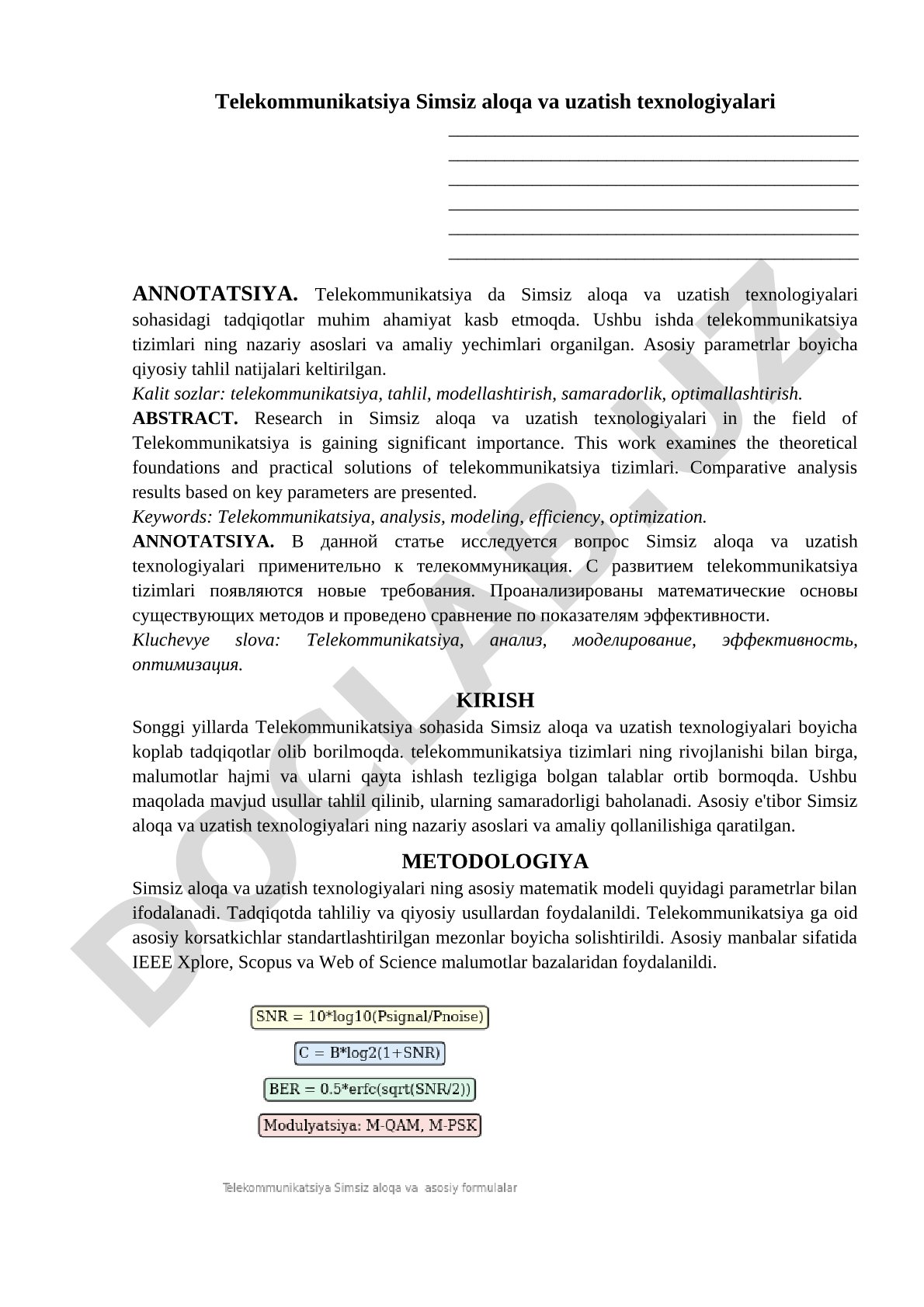 Telekommunikatsiya Simsiz aloqa va uzatish texnologiyalari