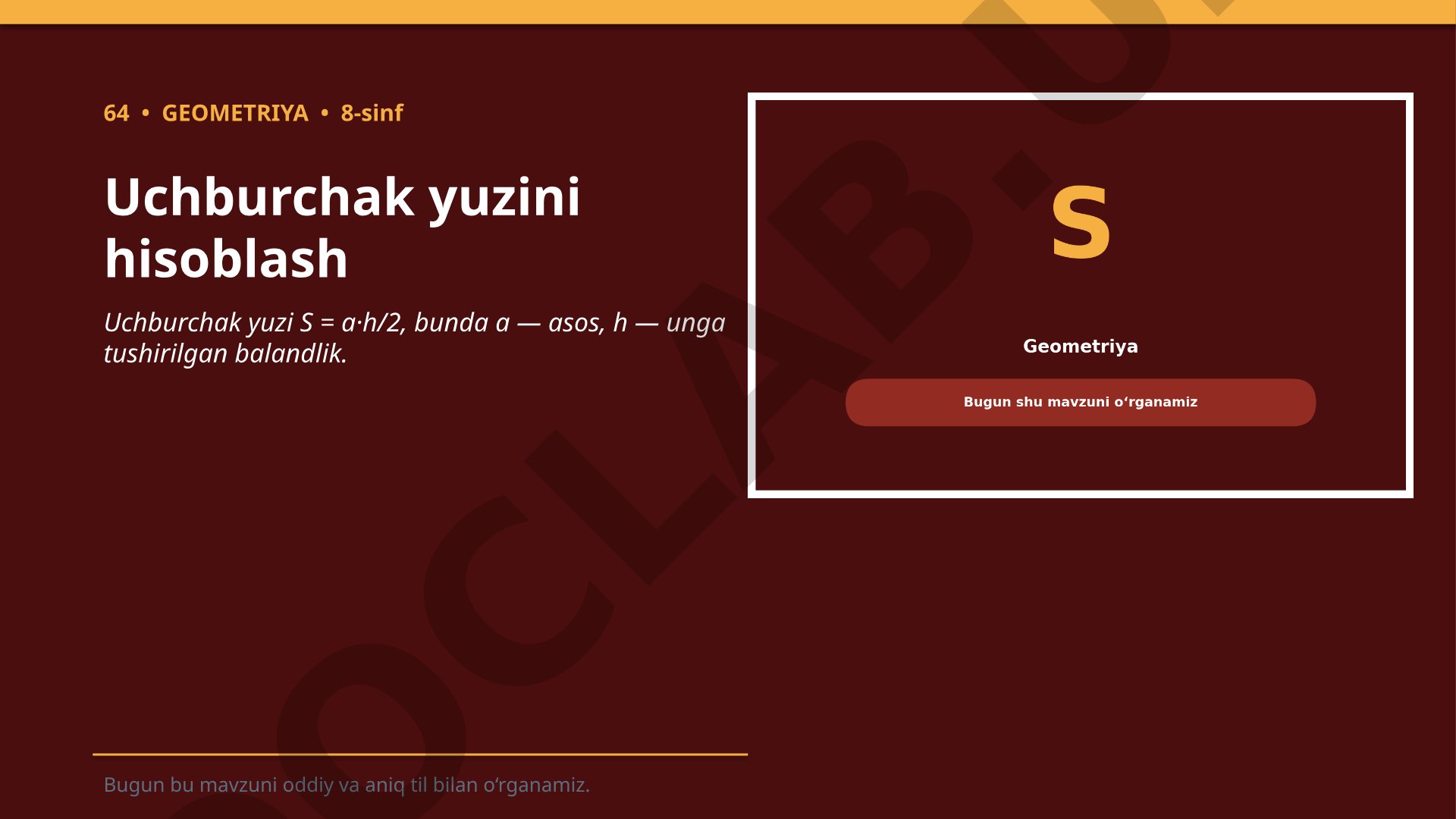 Uchburchak yuzini hisoblash