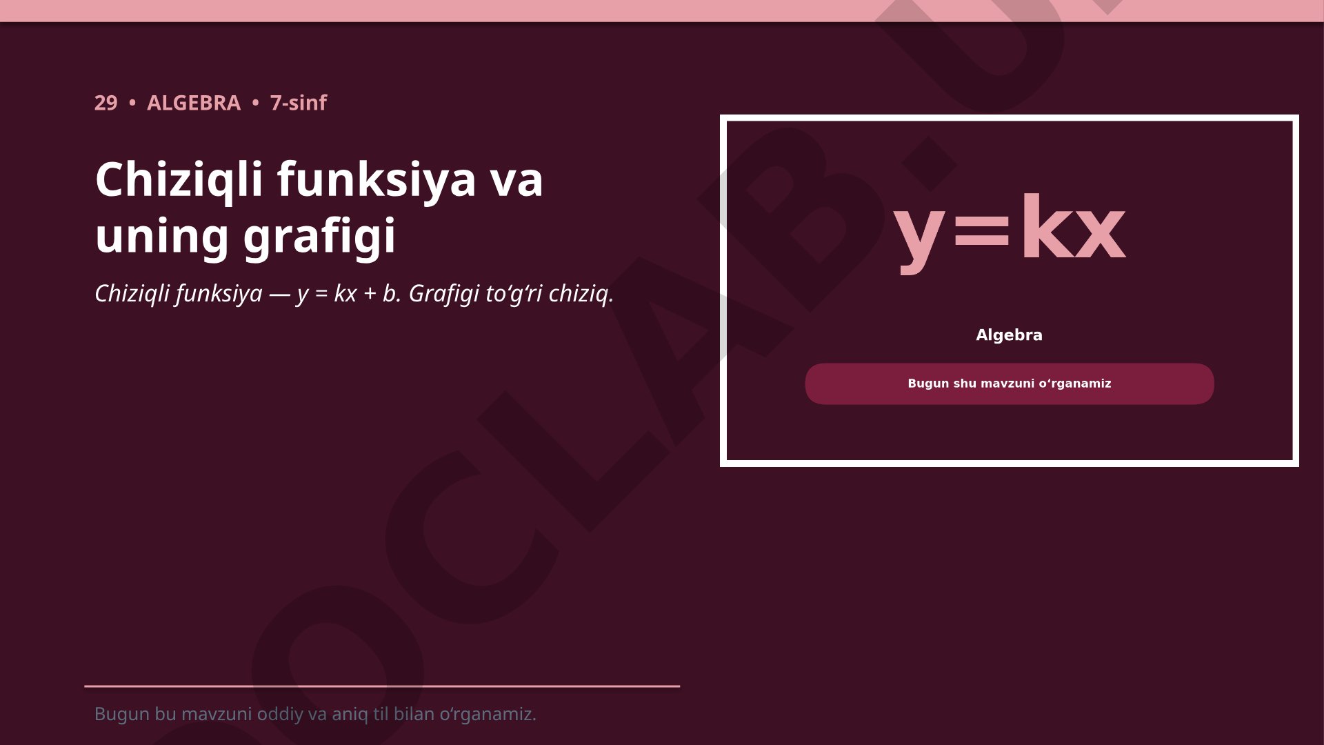 Chiziqli funksiya va uning grafigi