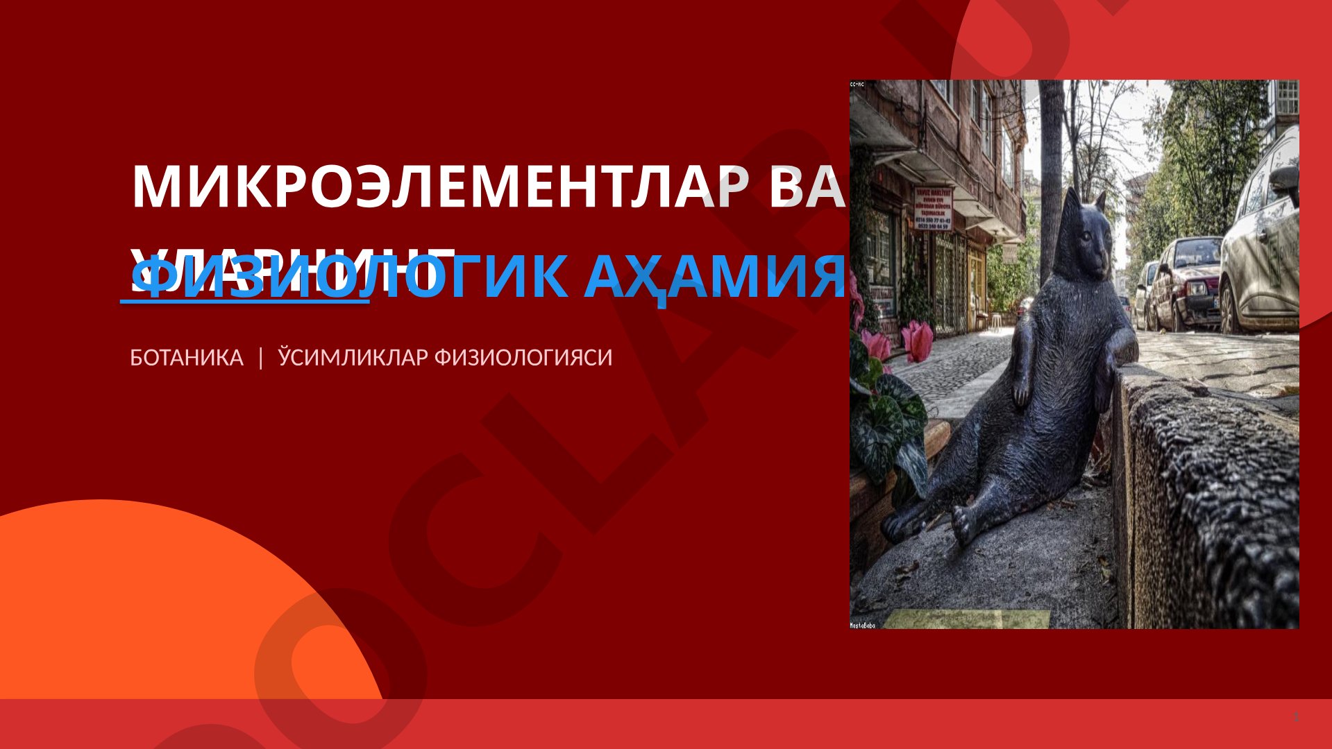 Микроэлементлар ва уларнинг физиологик аҳамияти