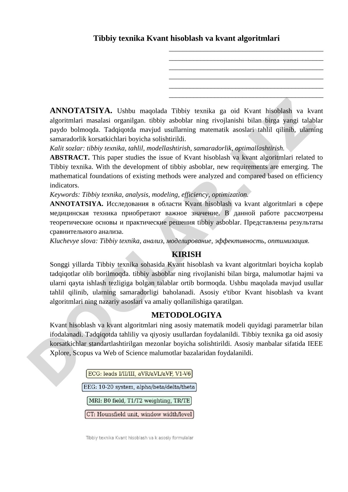 Tibbiy texnika Kvant hisoblash va kvant algoritmlari