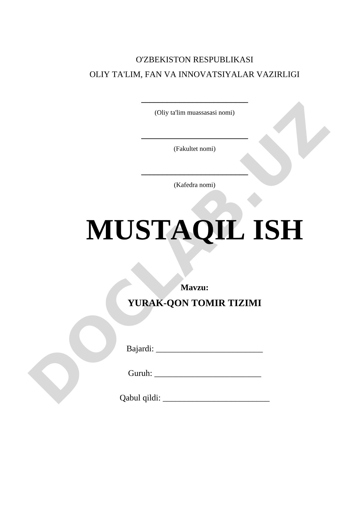 YURAK-QON TOMIR TIZIMI