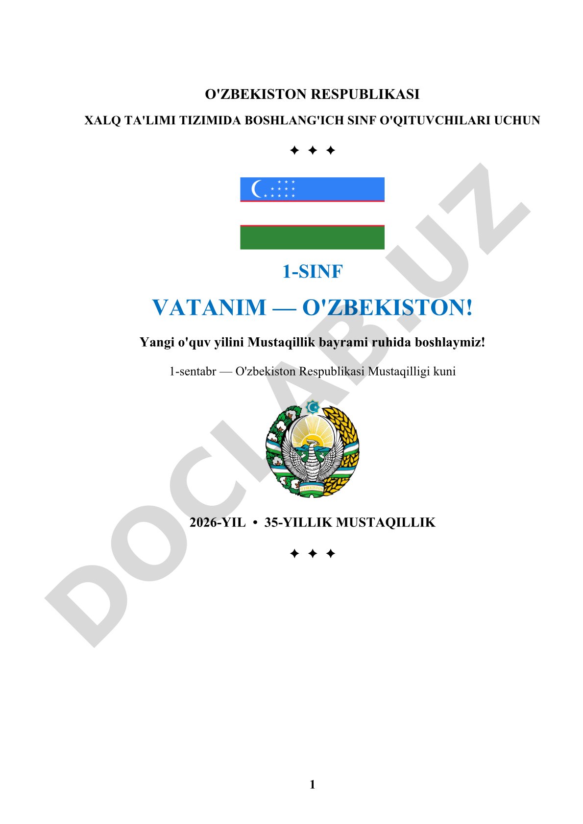 1-SINF DARS ISHLANMASI  Mustaqillik bayrami