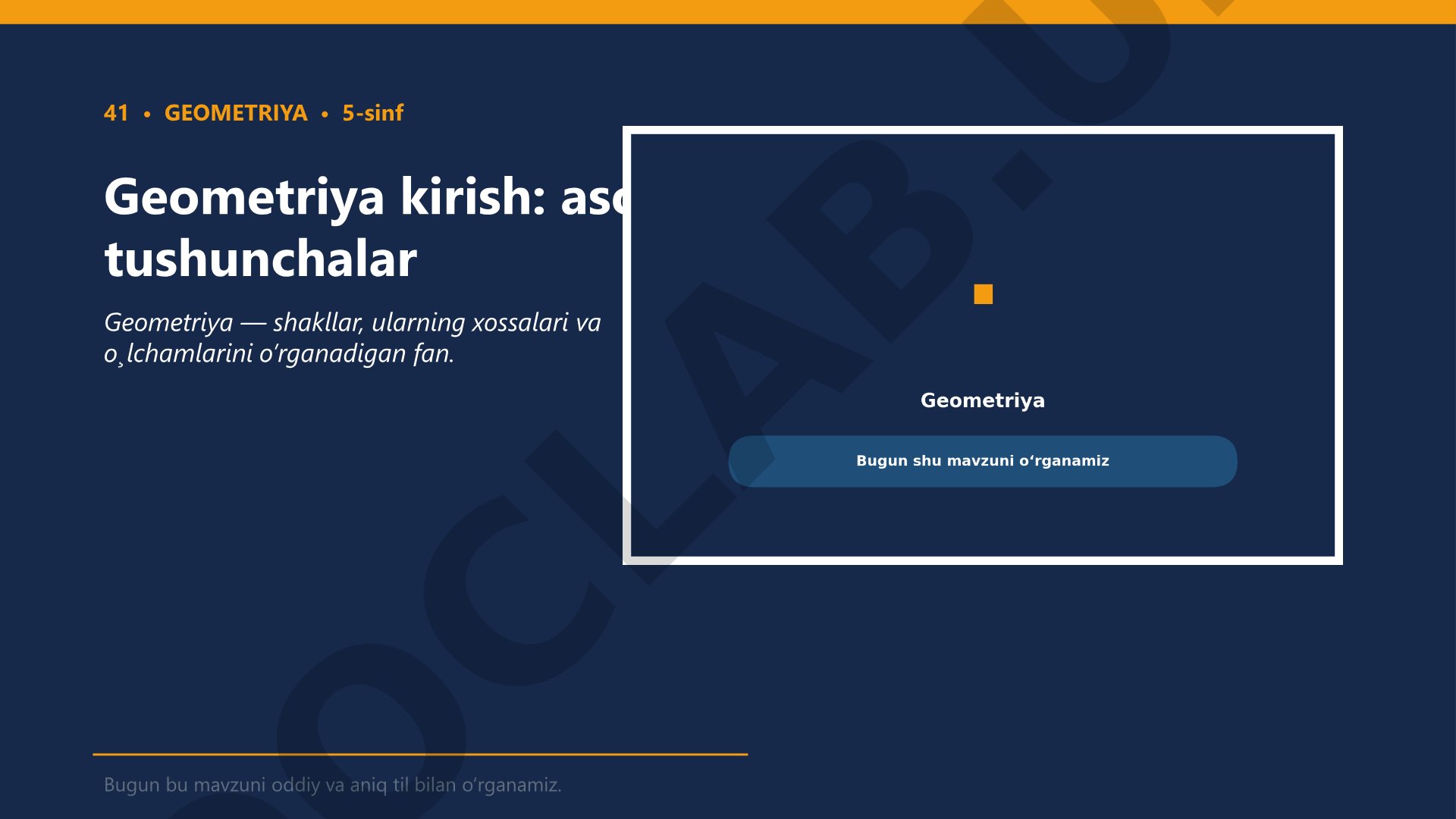 Geometriya kirish: asosiy tushunchalar