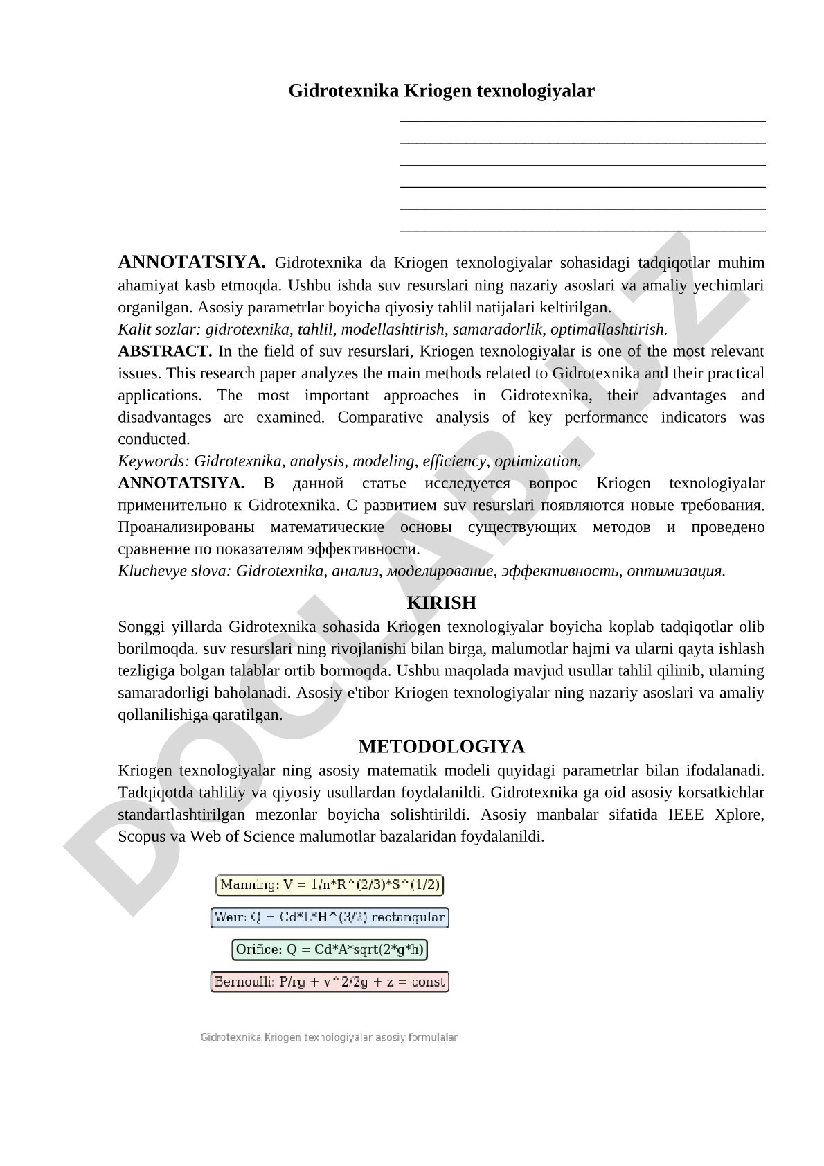 Gidrotexnika Kriogen texnologiyalar