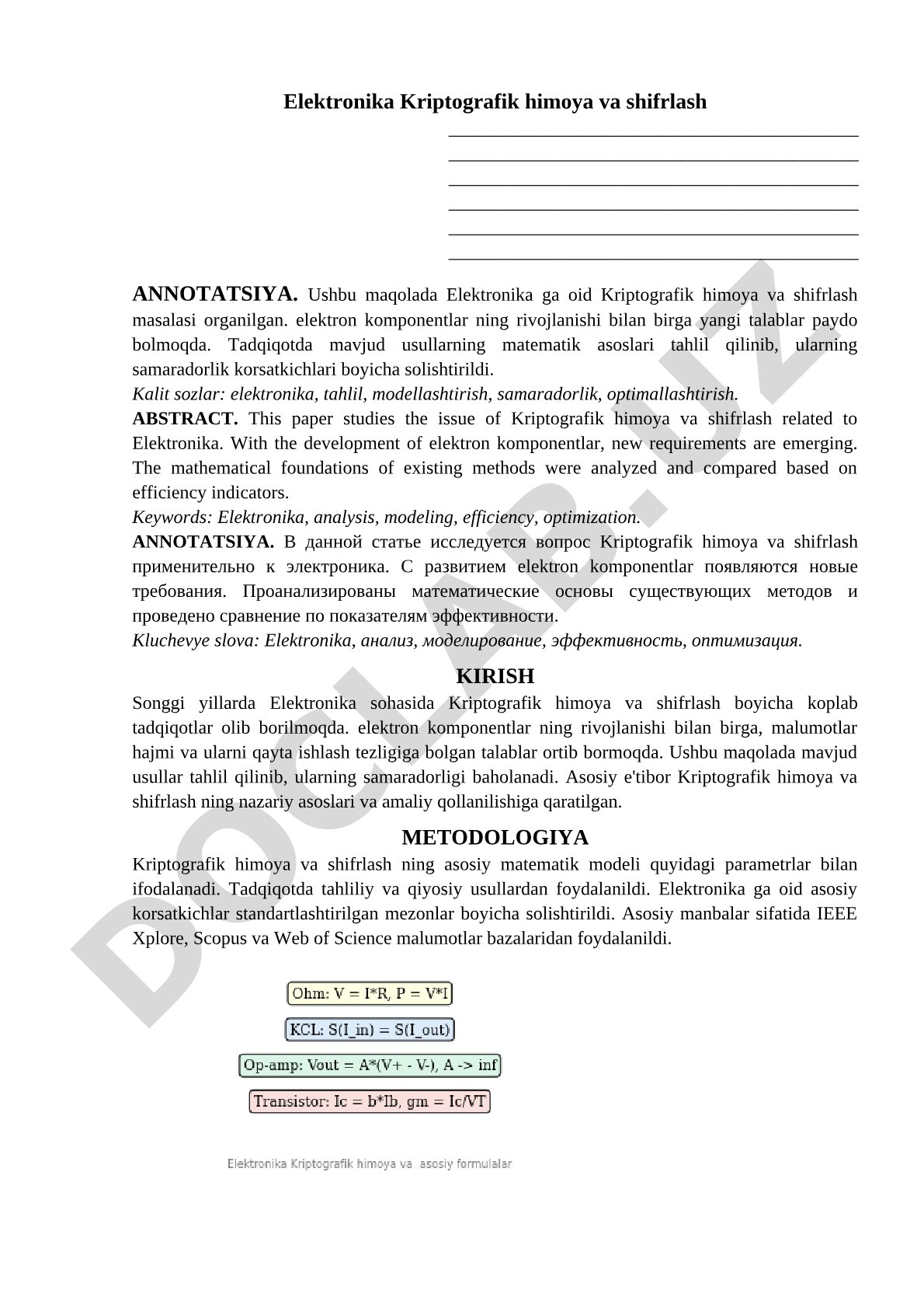 Elektronika Kriptografik himoya va shifrlash