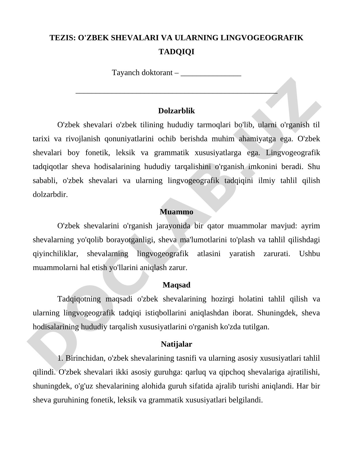 O'zbek shevalari va ularning lingvogeografik tadqiqi