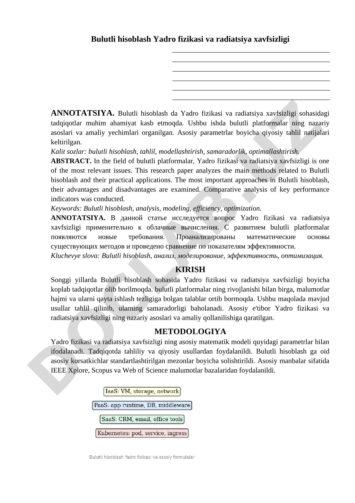 Bulutli hisoblash Yadro fizikasi va radiatsiya xavfsizligi