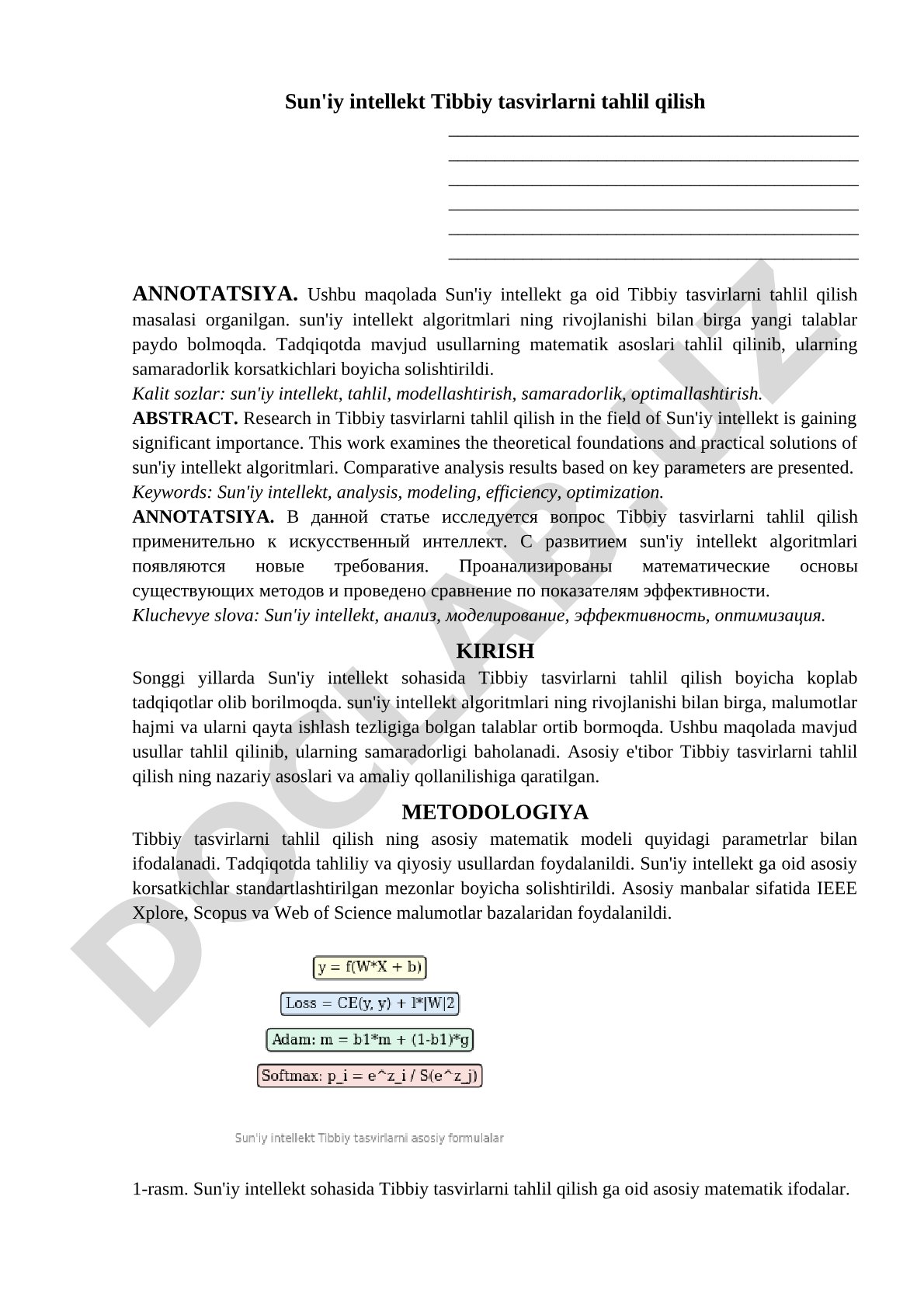 Sun'iy intellekt Tibbiy tasvirlarni tahlil qilish
