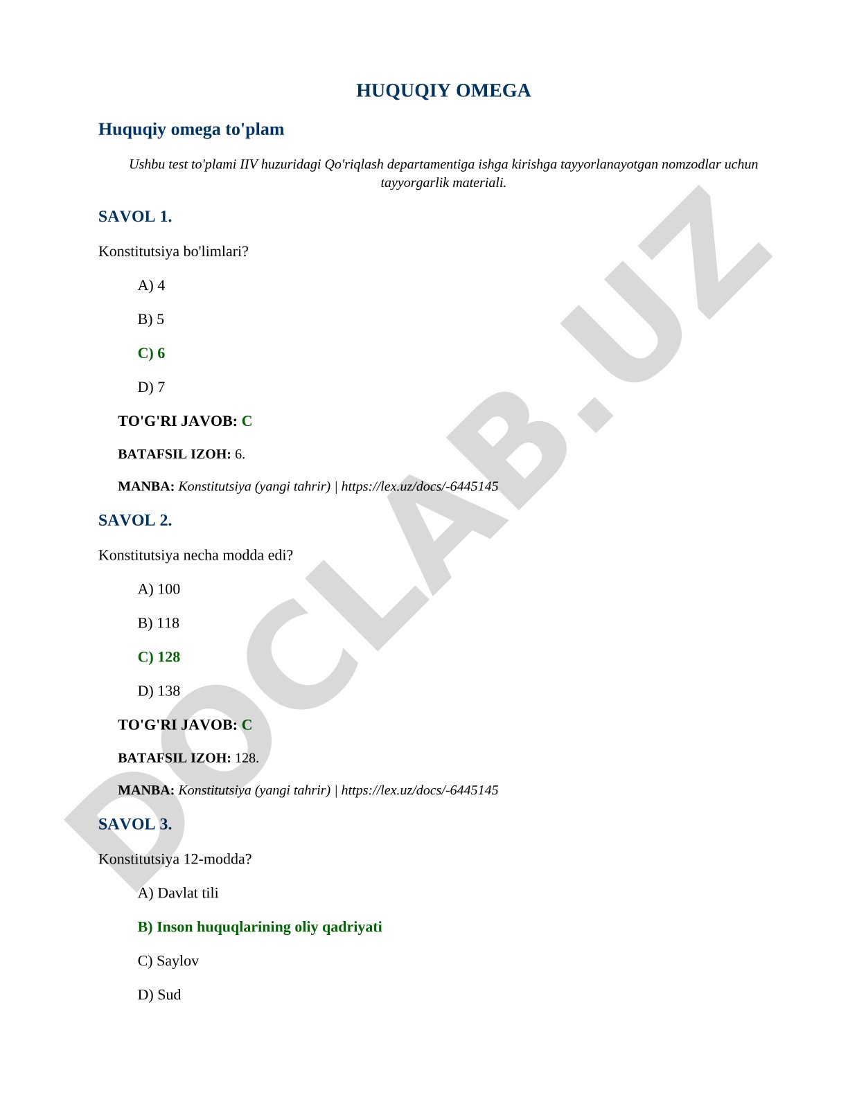 Huquqiy omega test to'plami