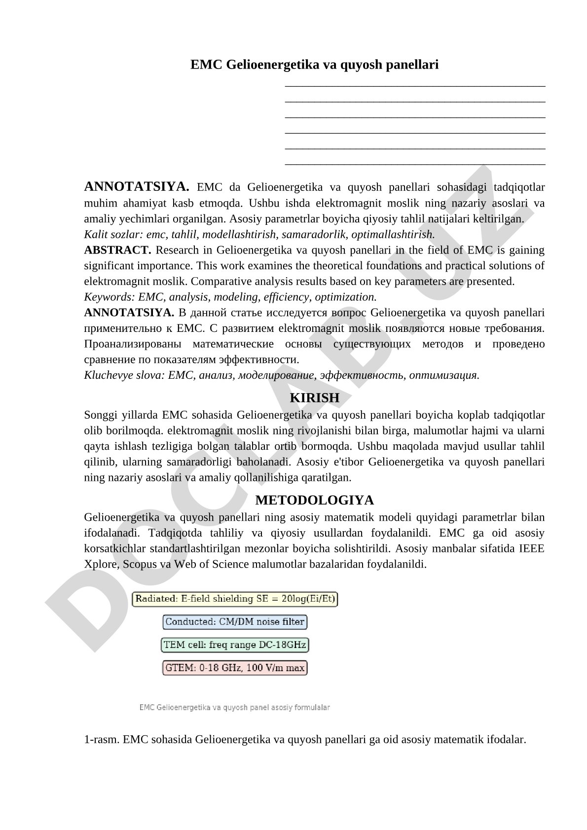 EMC Gelioenergetika va quyosh panellari