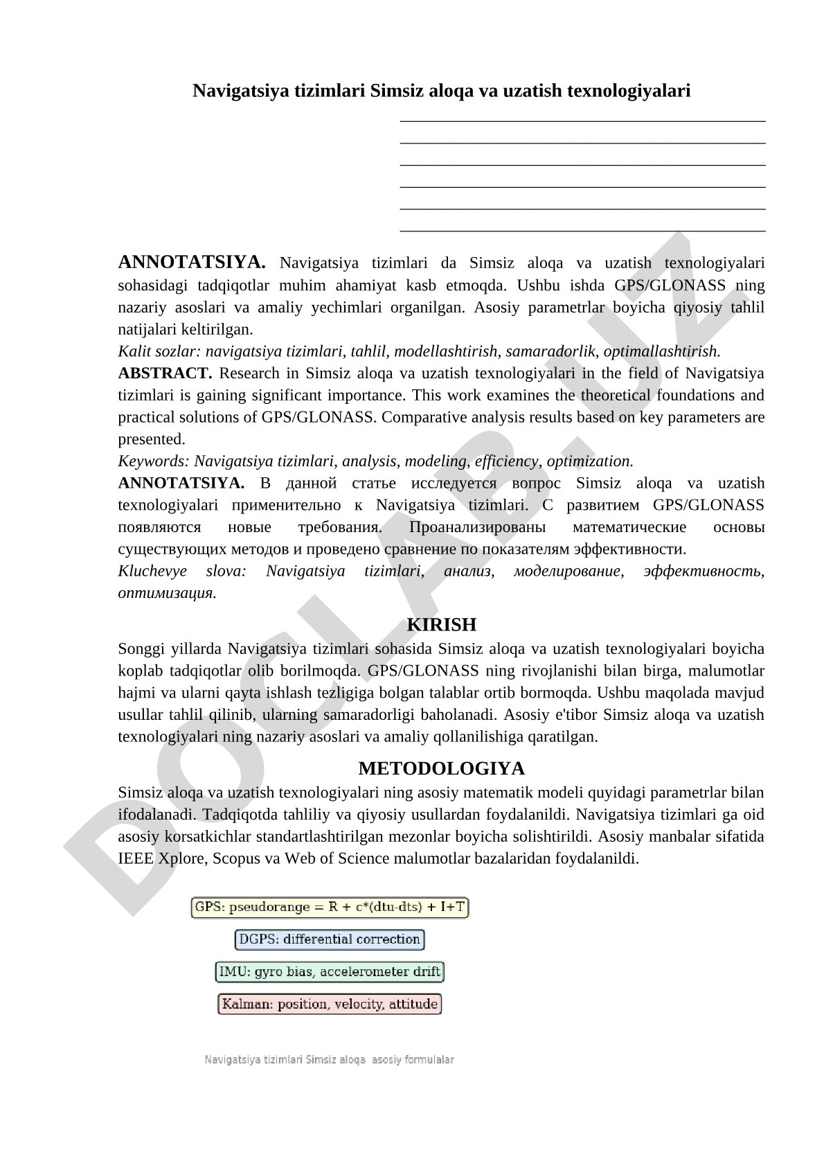 Navigatsiya tizimlari va simsiz aloqa texnologiyalari