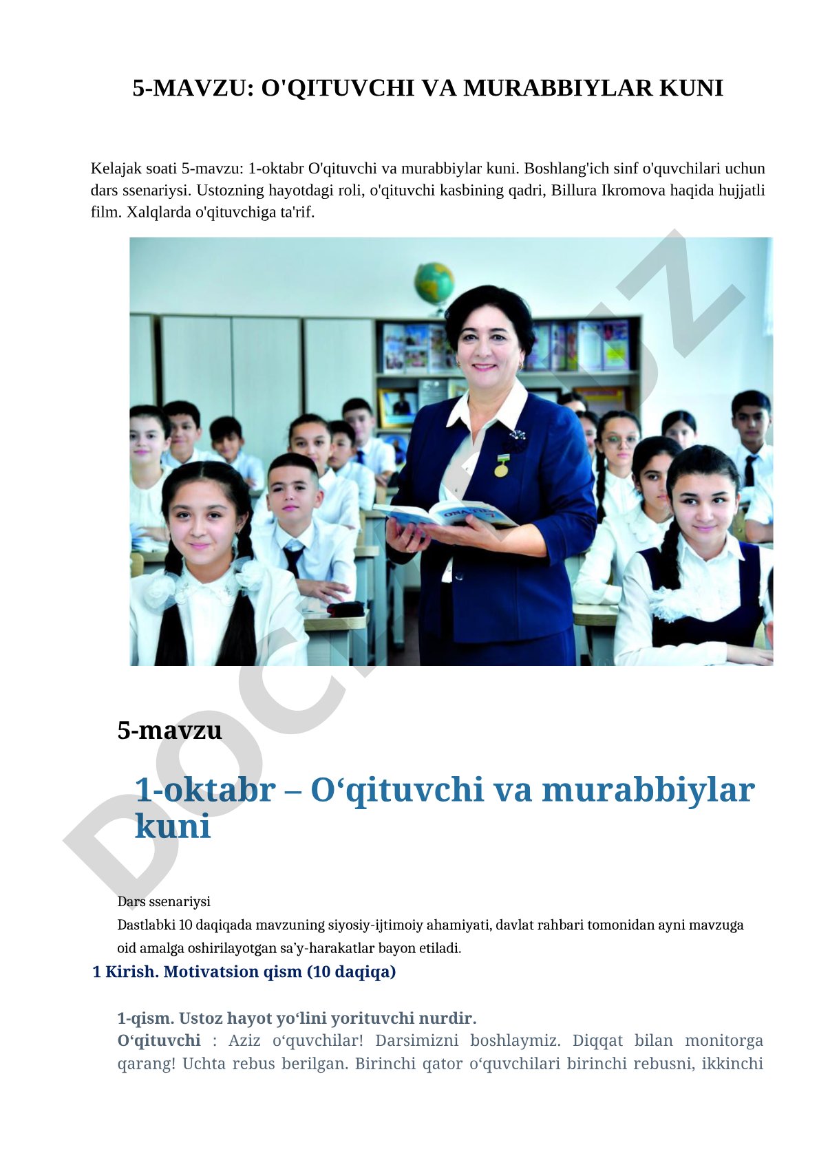 O'qituvchi va murabbiylar kuni