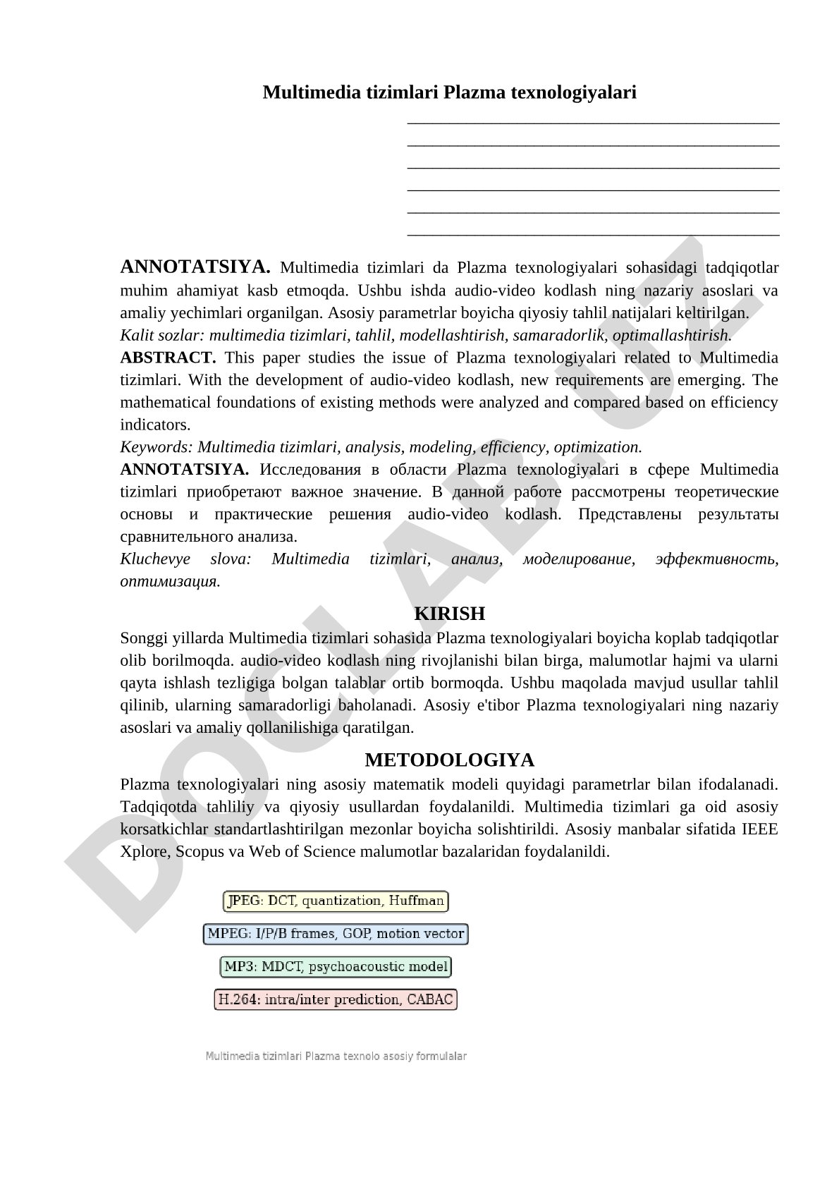 Multimedia tizimlari Plazma texnologiyalari