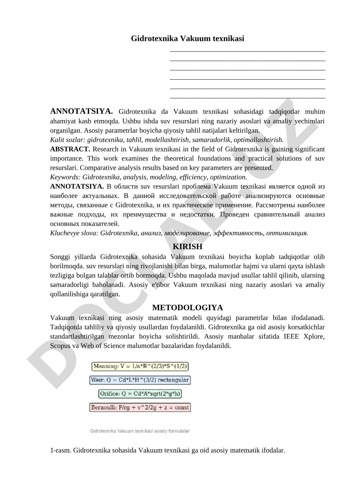 Gidrotexnika Vakuum texnikasi