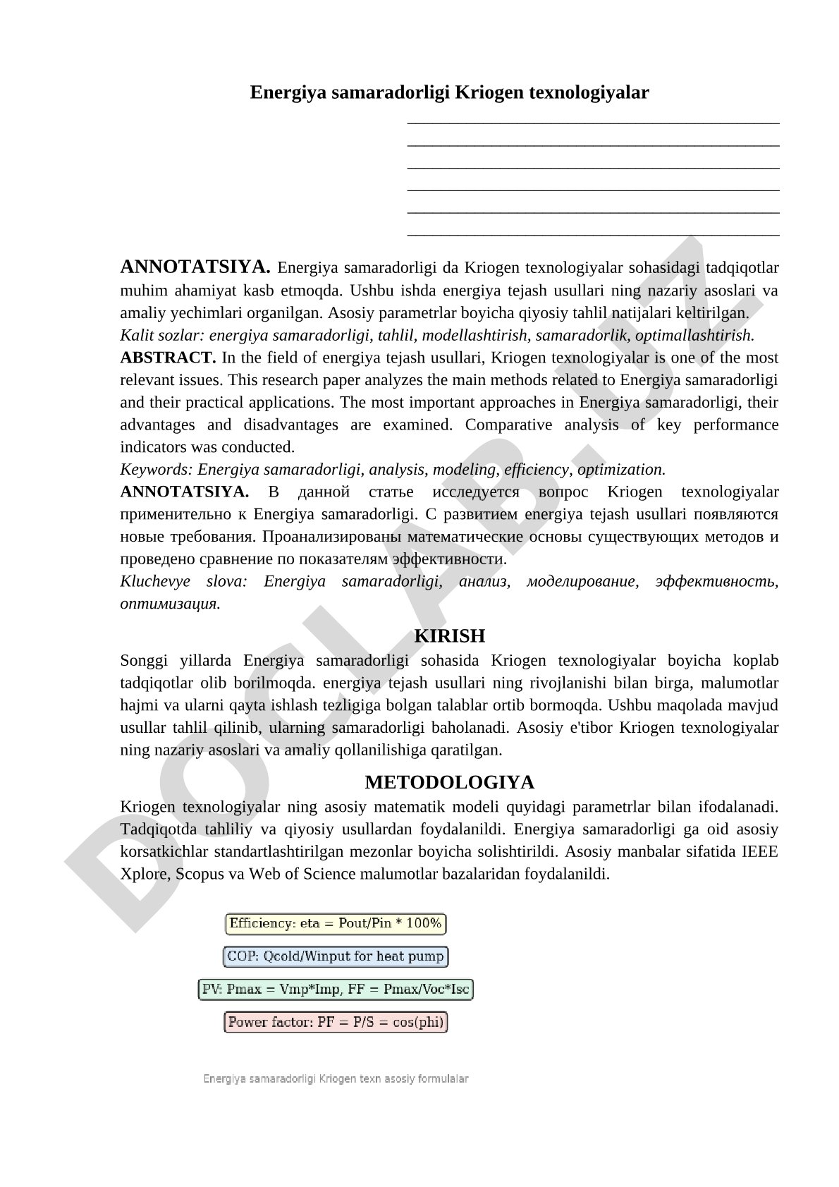 Energiya samaradorligi Kriogen texnologiyalar