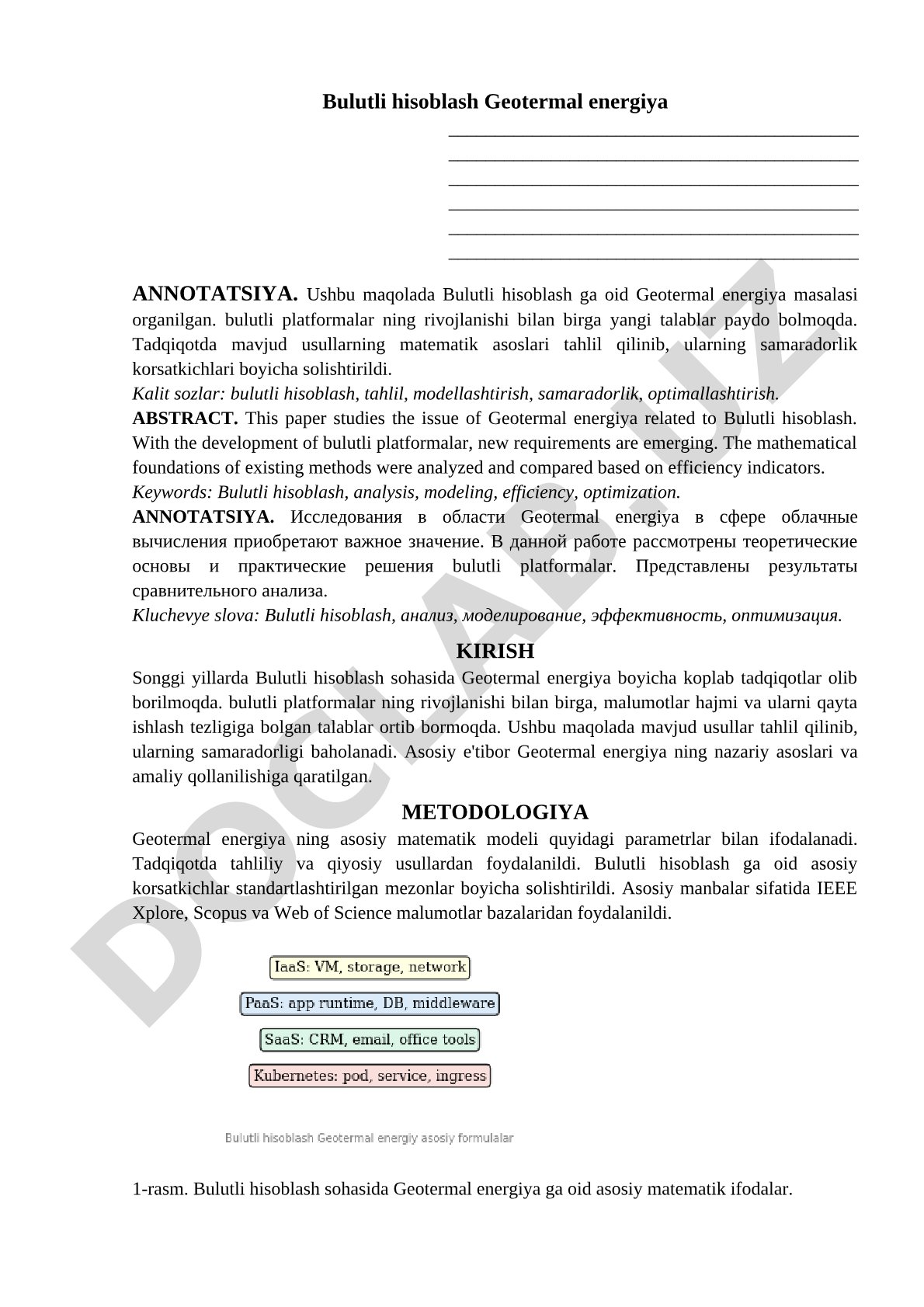 Bulutli hisoblash va Geotermal energiya tahlili