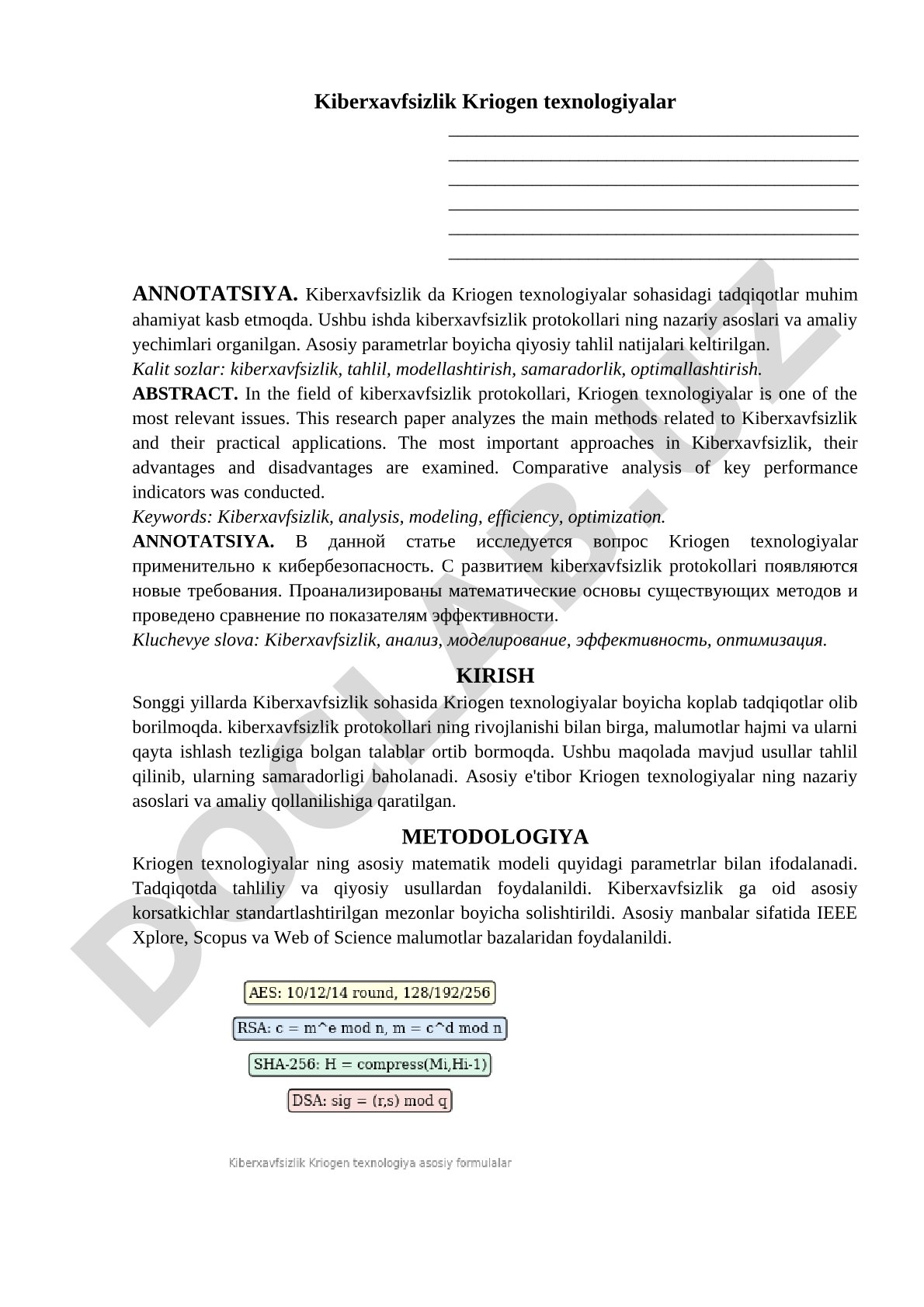 Kiberxavfsizlik Kriogen texnologiyalar