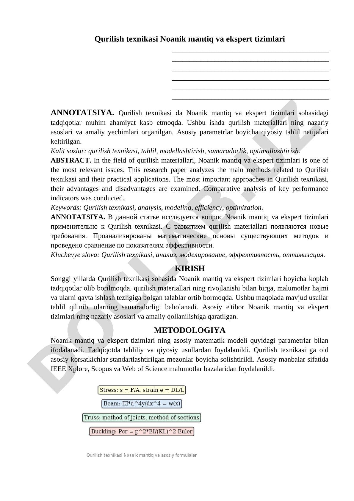 Qurilish texnikasi Noanik mantiq va ekspert tizimlari