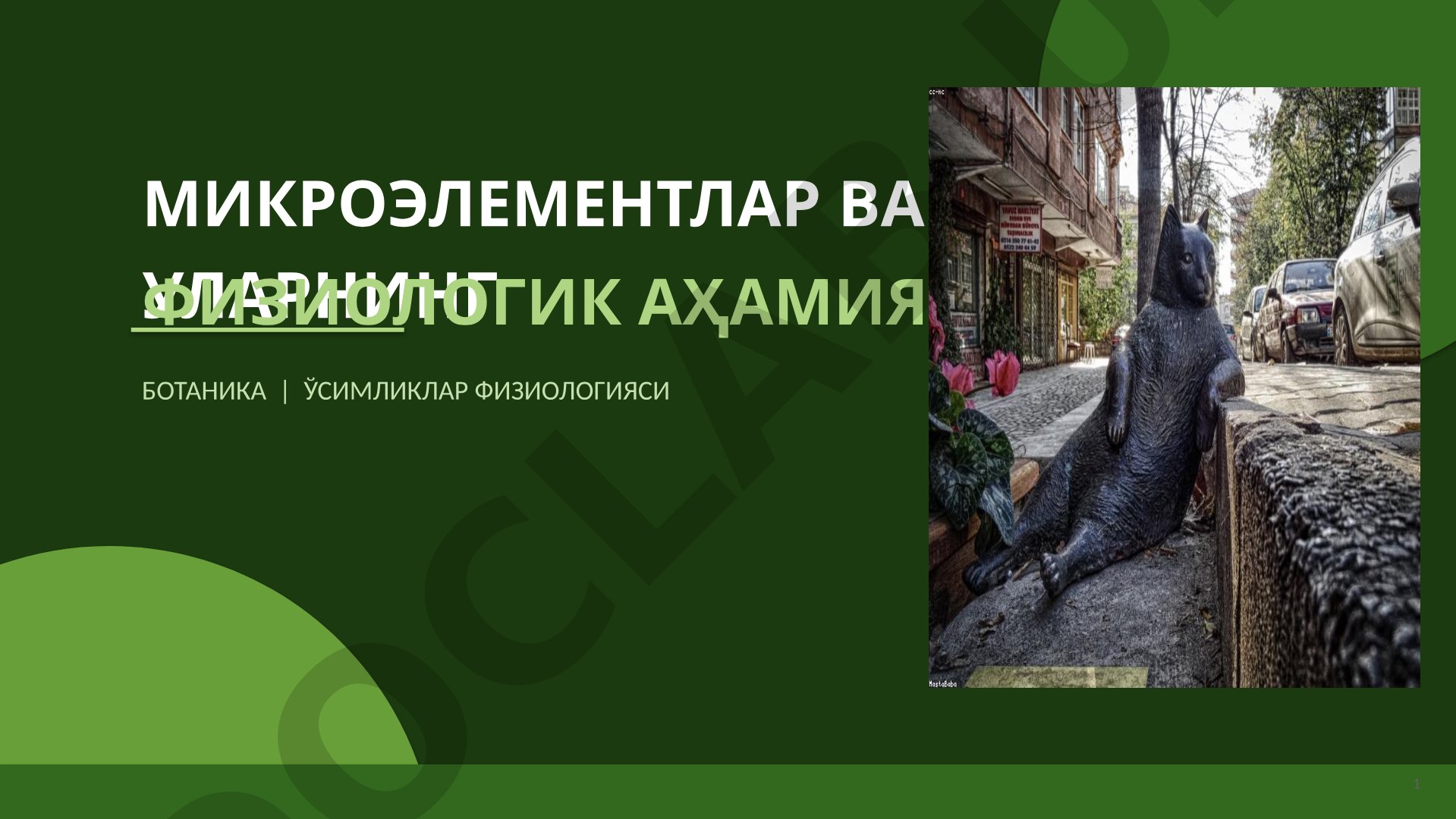 Mikroelementlar va ularning fiziologik ahamiyati