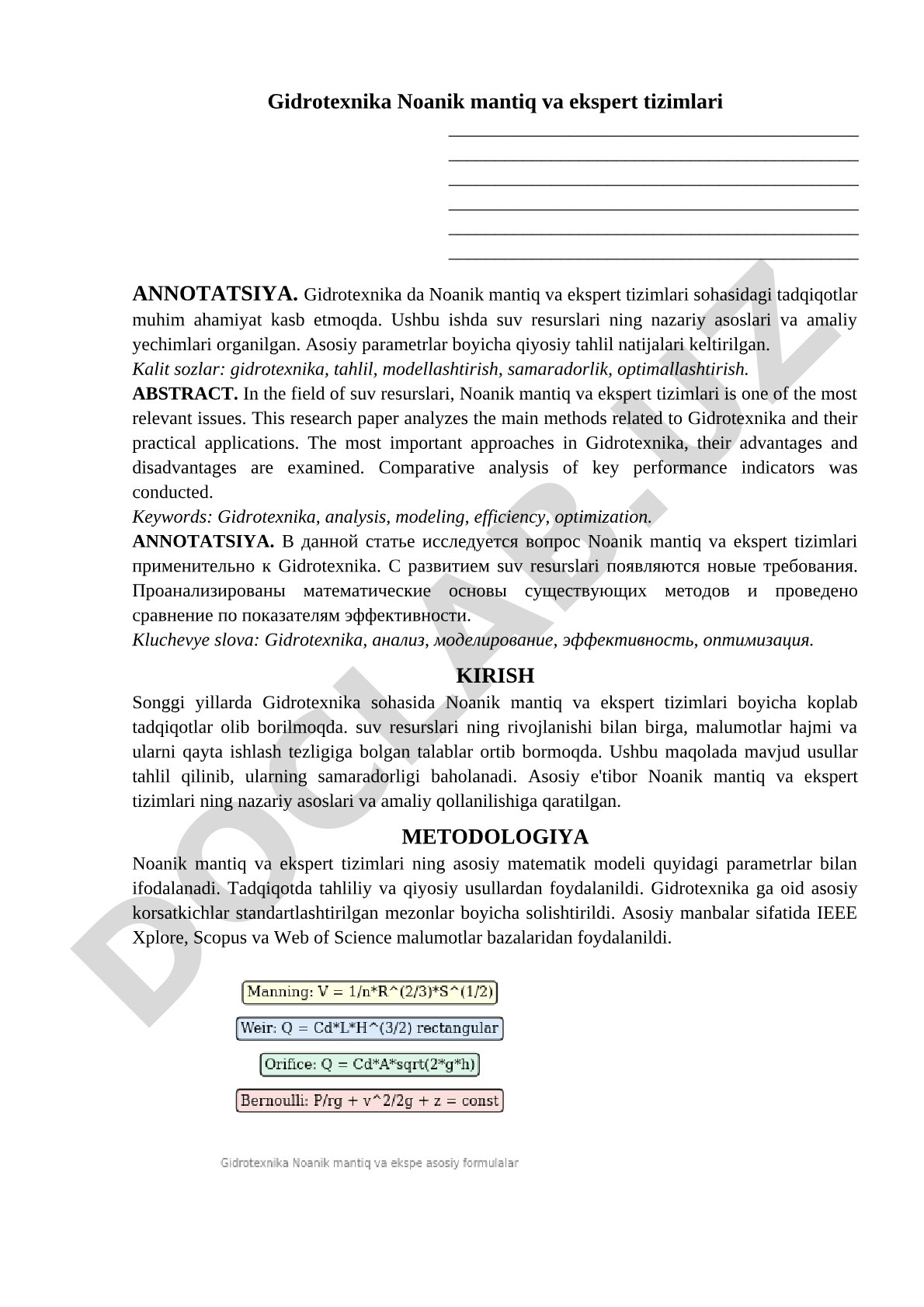 Gidrotexnika Noanik mantiq va ekspert tizimlari