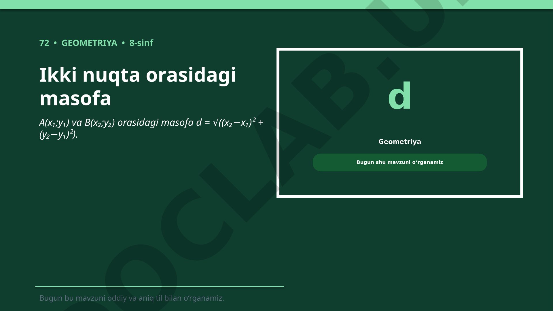 Ikki nuqta orasidagi masofa