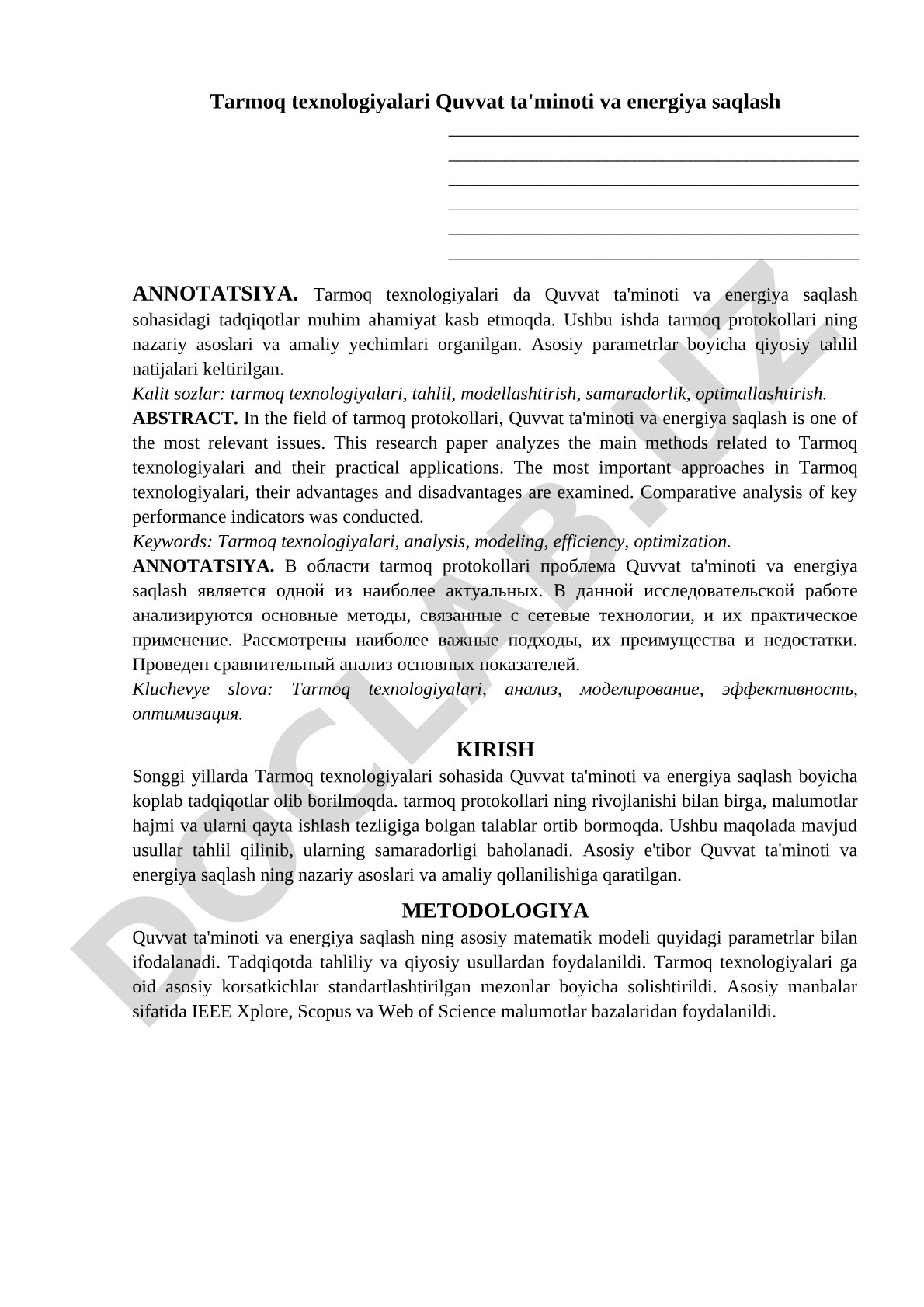 Tarmoq texnologiyalari Quvvat ta'minoti va energiya saqlash