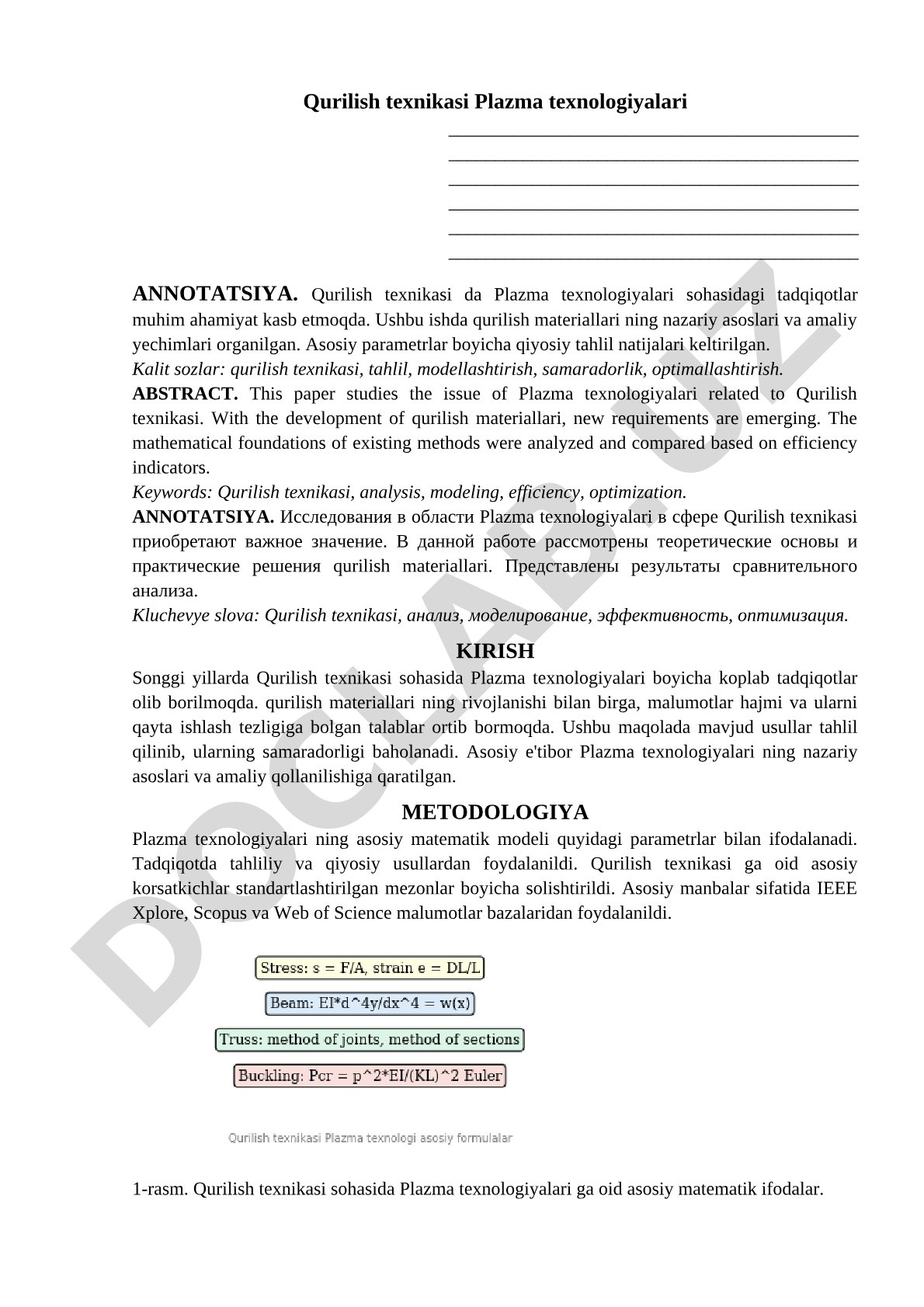 Qurilish texnikasi Plazma texnologiyalari