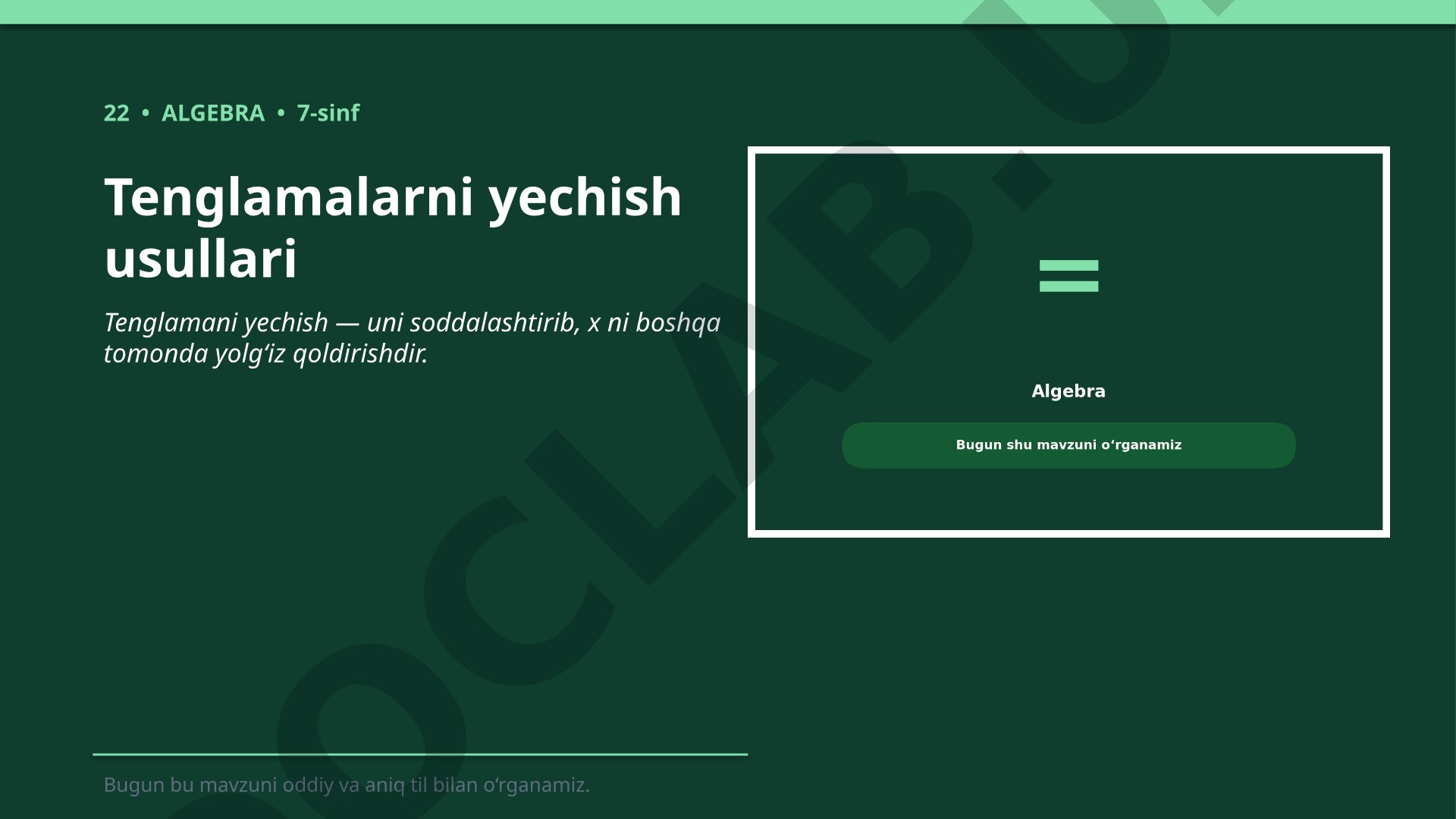 Tenglamalarni yechish usullari