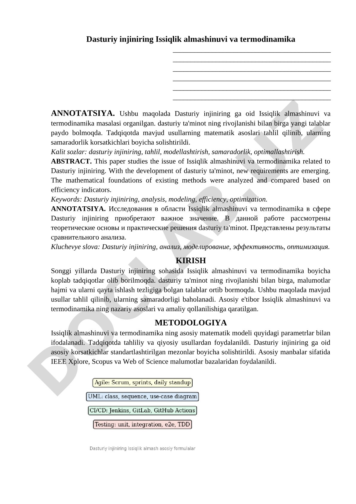 Dasturiy injiniring Issiqlik almashinuvi va termodinamika