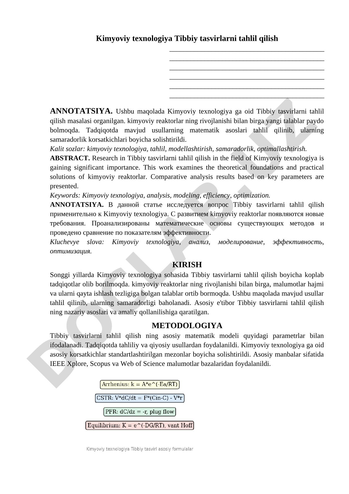 Kimyoviy texnologiya Tibbiy tasvirlarni tahlil qilish