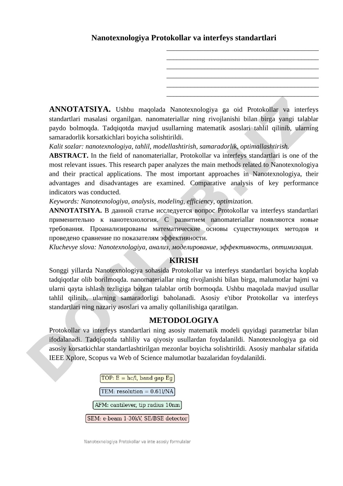 Nanotexnologiya Protokollar va interfeys standartlari