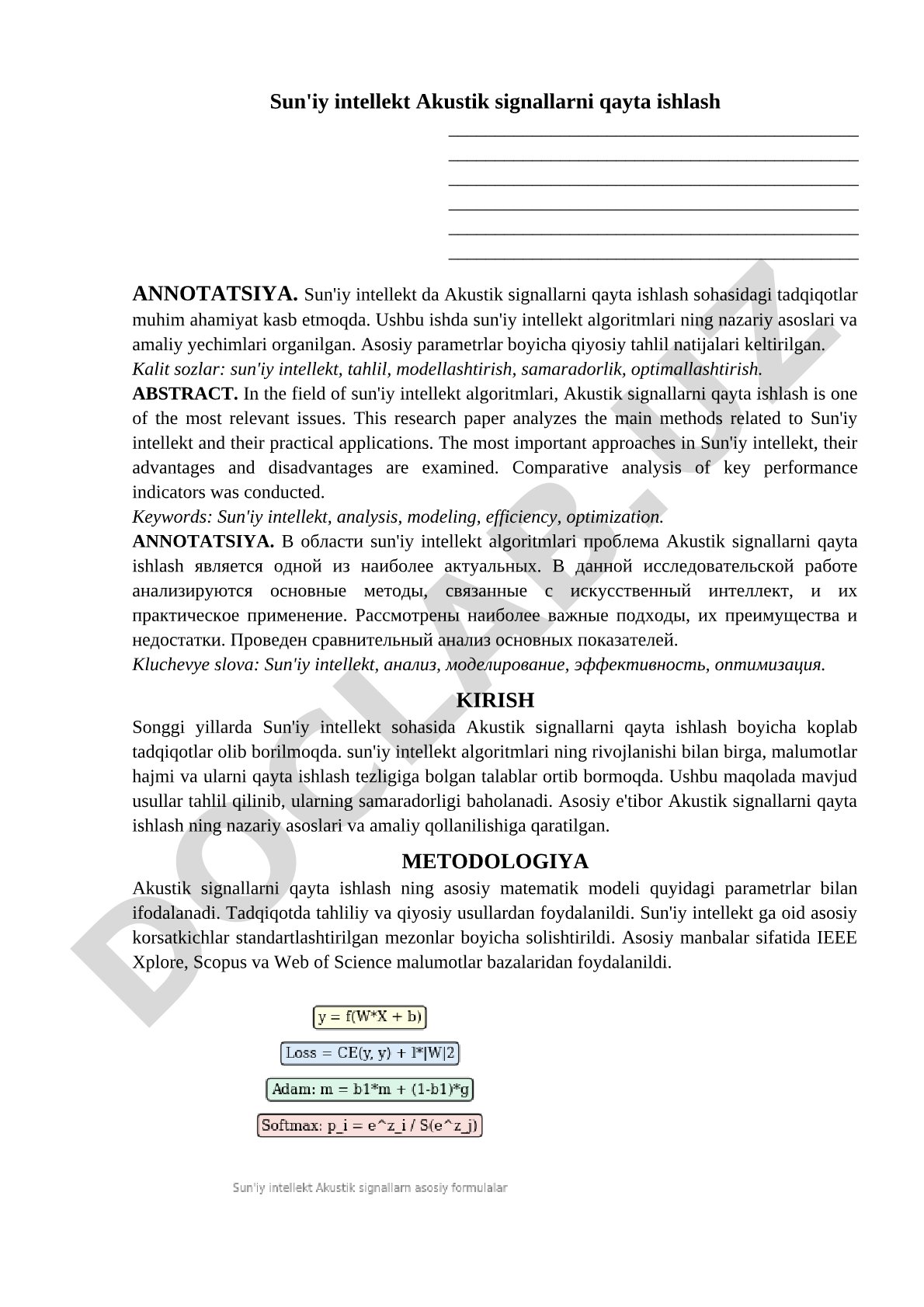 Sun'iy intellekt akustik signallarni qayta ishlash