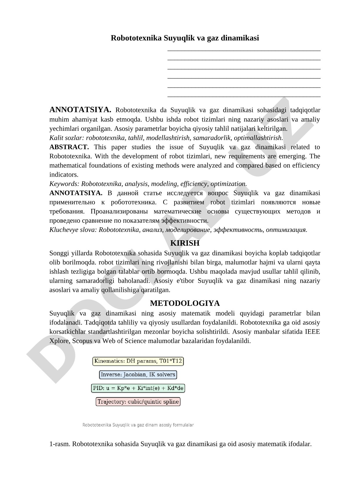 Robototexnika Suyuqlik va gaz dinamikasi