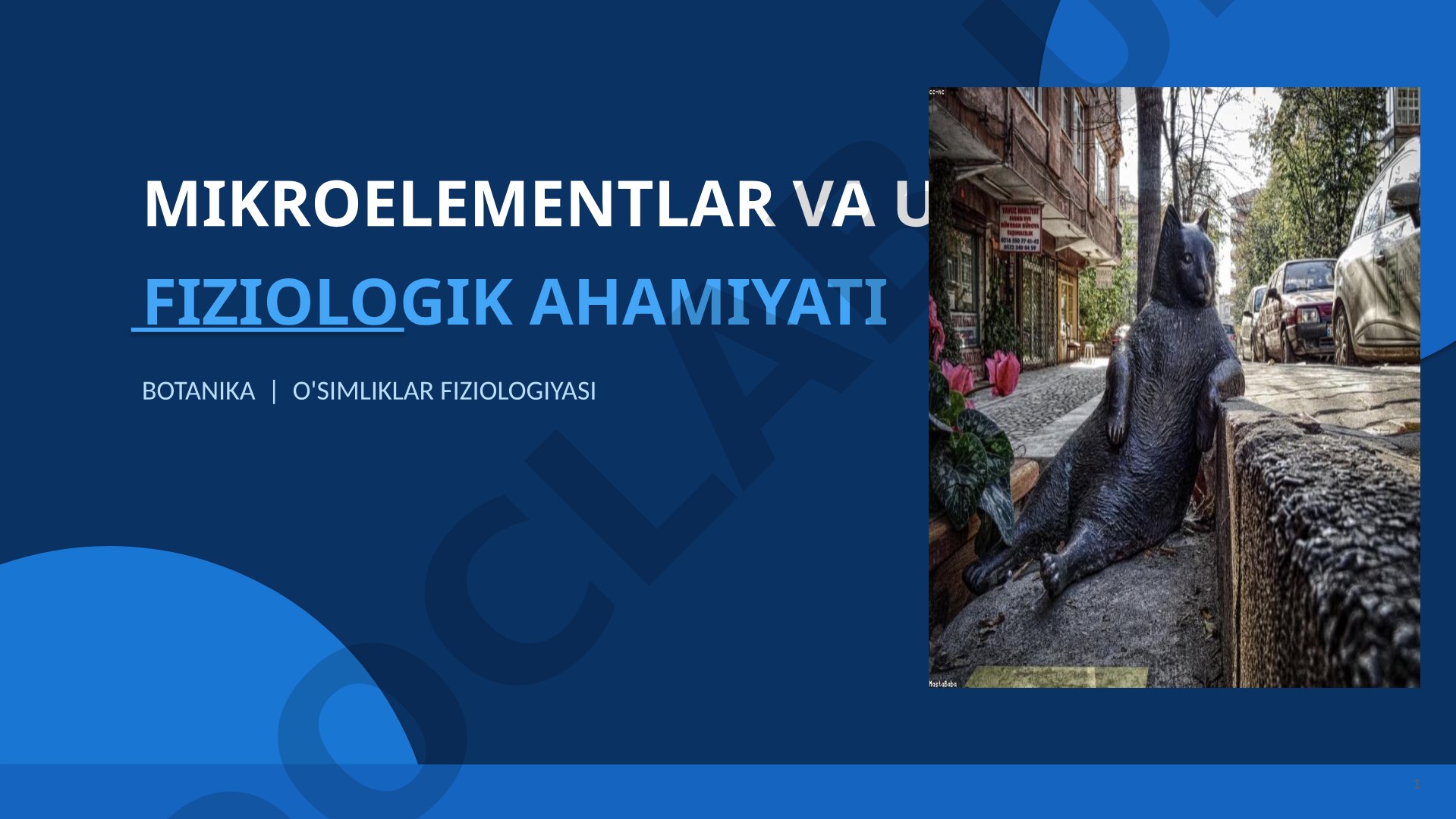 Mikroelementlar va ularning fiziologik ahamiyati