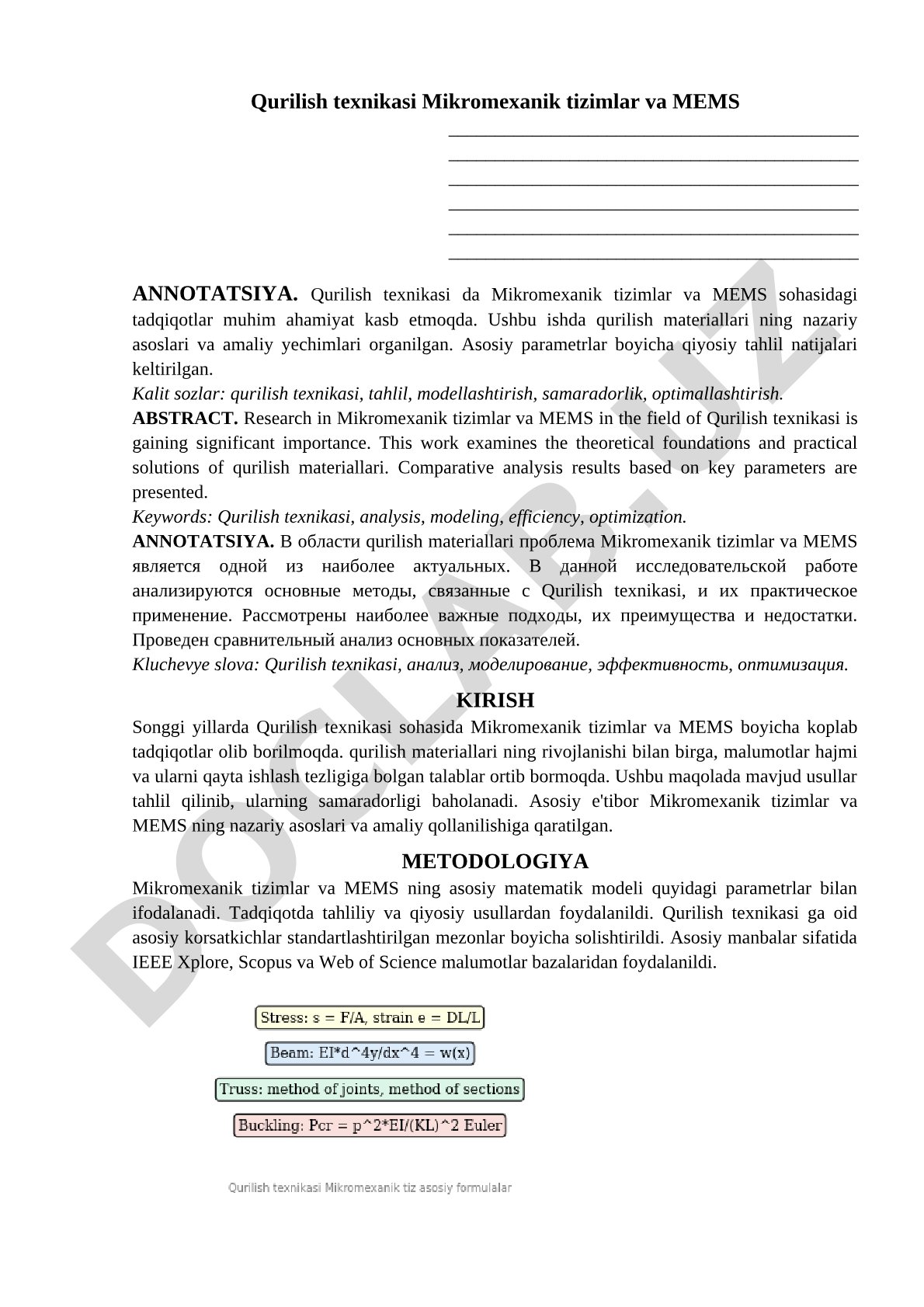 Qurilish texnikasi Mikromexanik tizimlar va MEMS