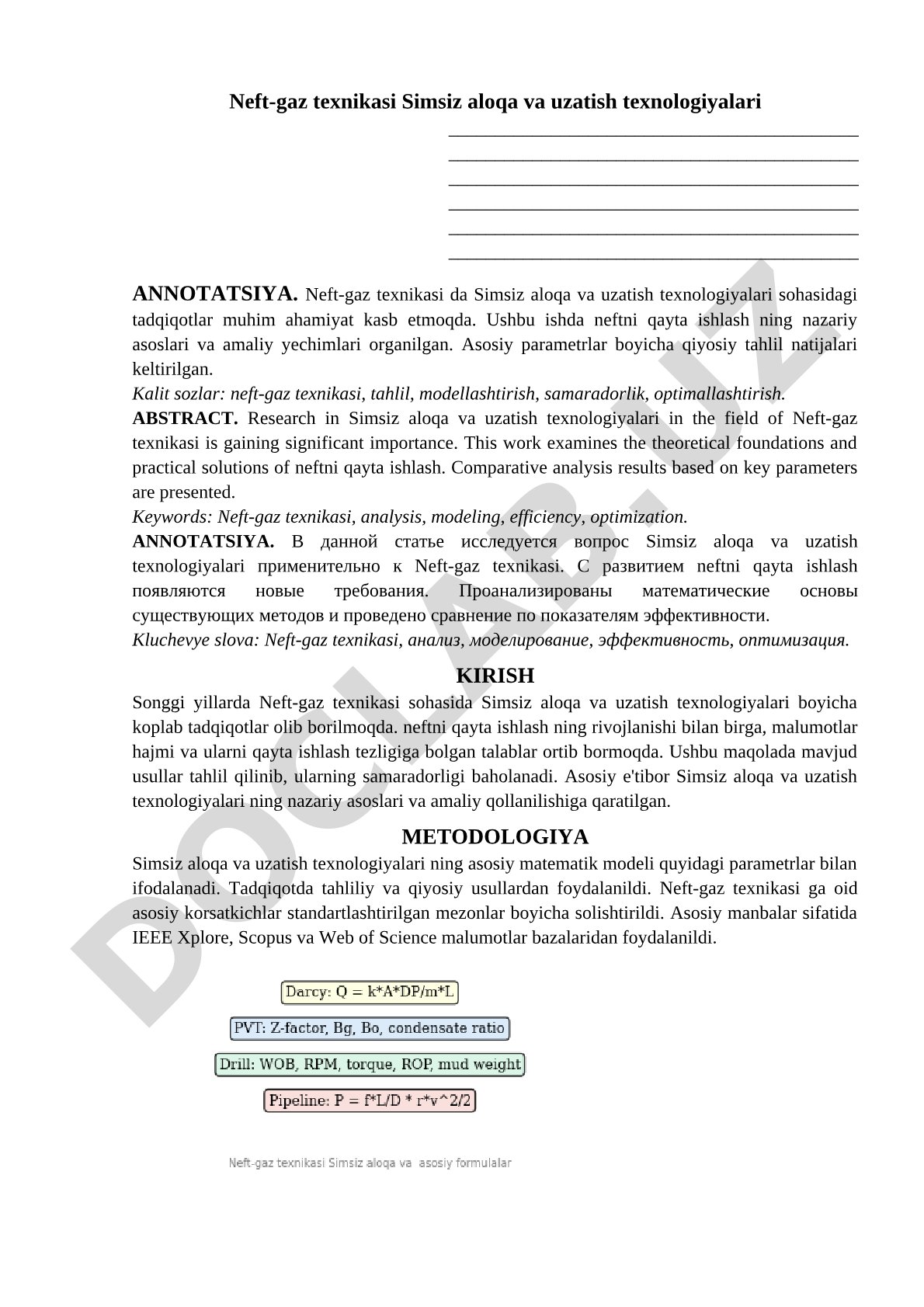 Neft-gaz texnikasida simsiz aloqa va uzatish texnologiyalari
