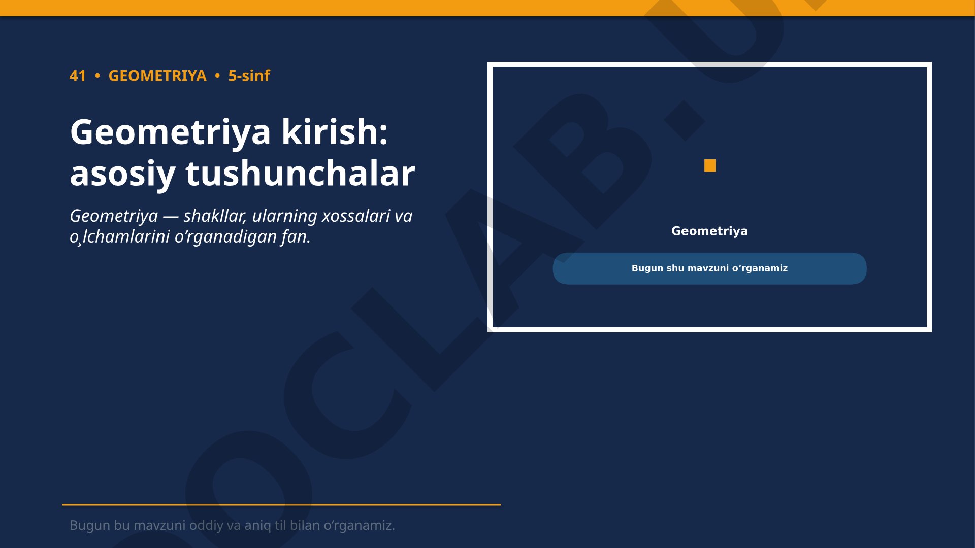 Geometriya kirish: asosiy tushunchalar