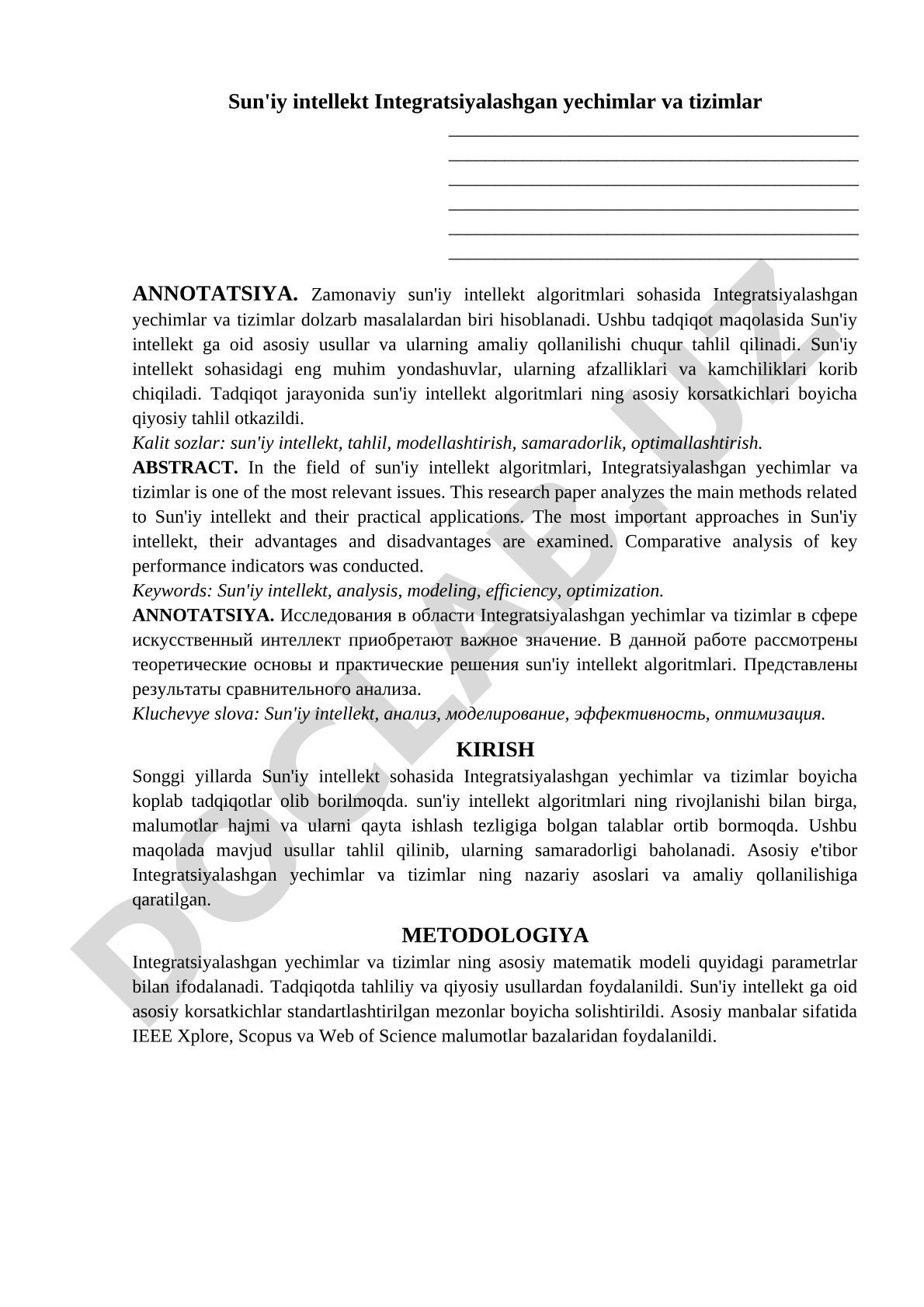 Sun'iy intellekt Integratsiyalashgan yechimlar va tizimlar