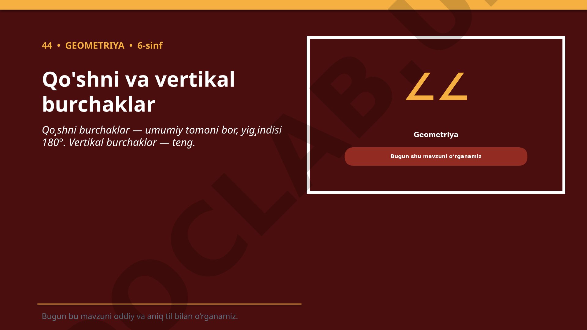 Qo'shni va vertikal burchaklar