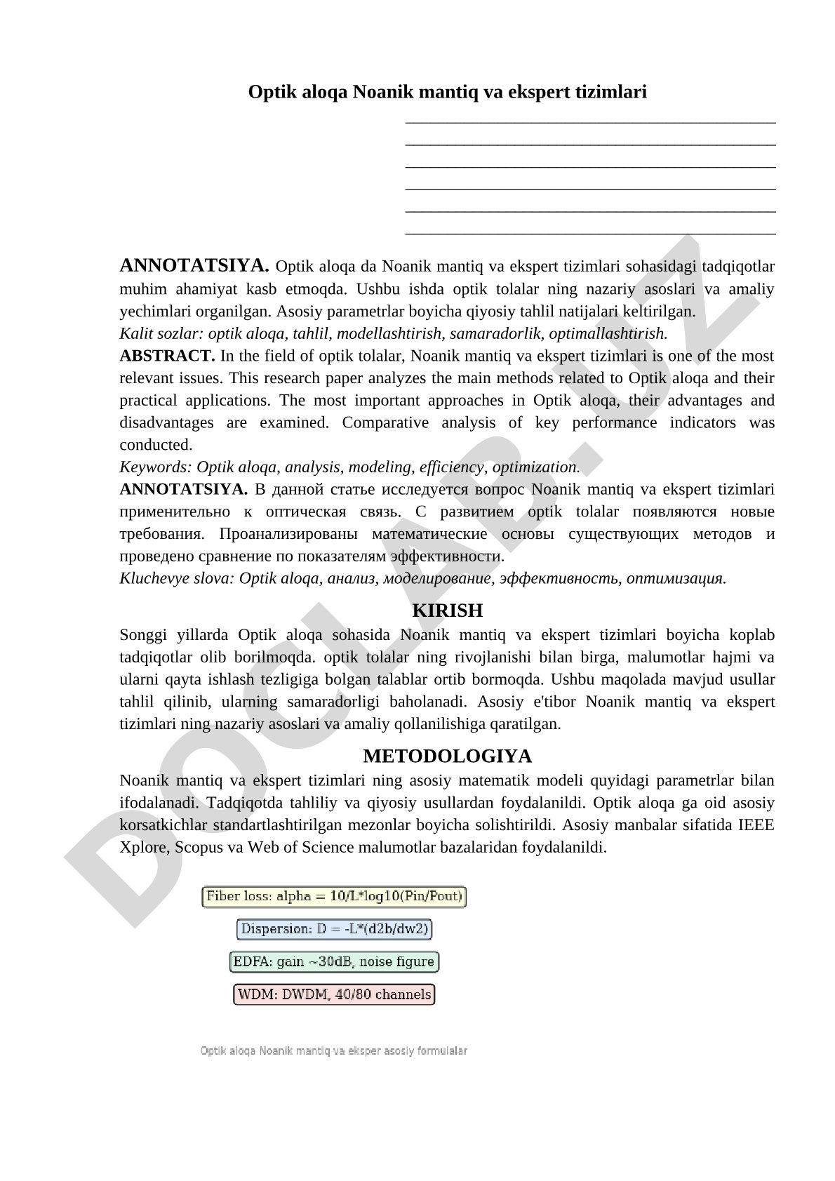 Optik aloqa Noanik mantiq va ekspert tizimlari