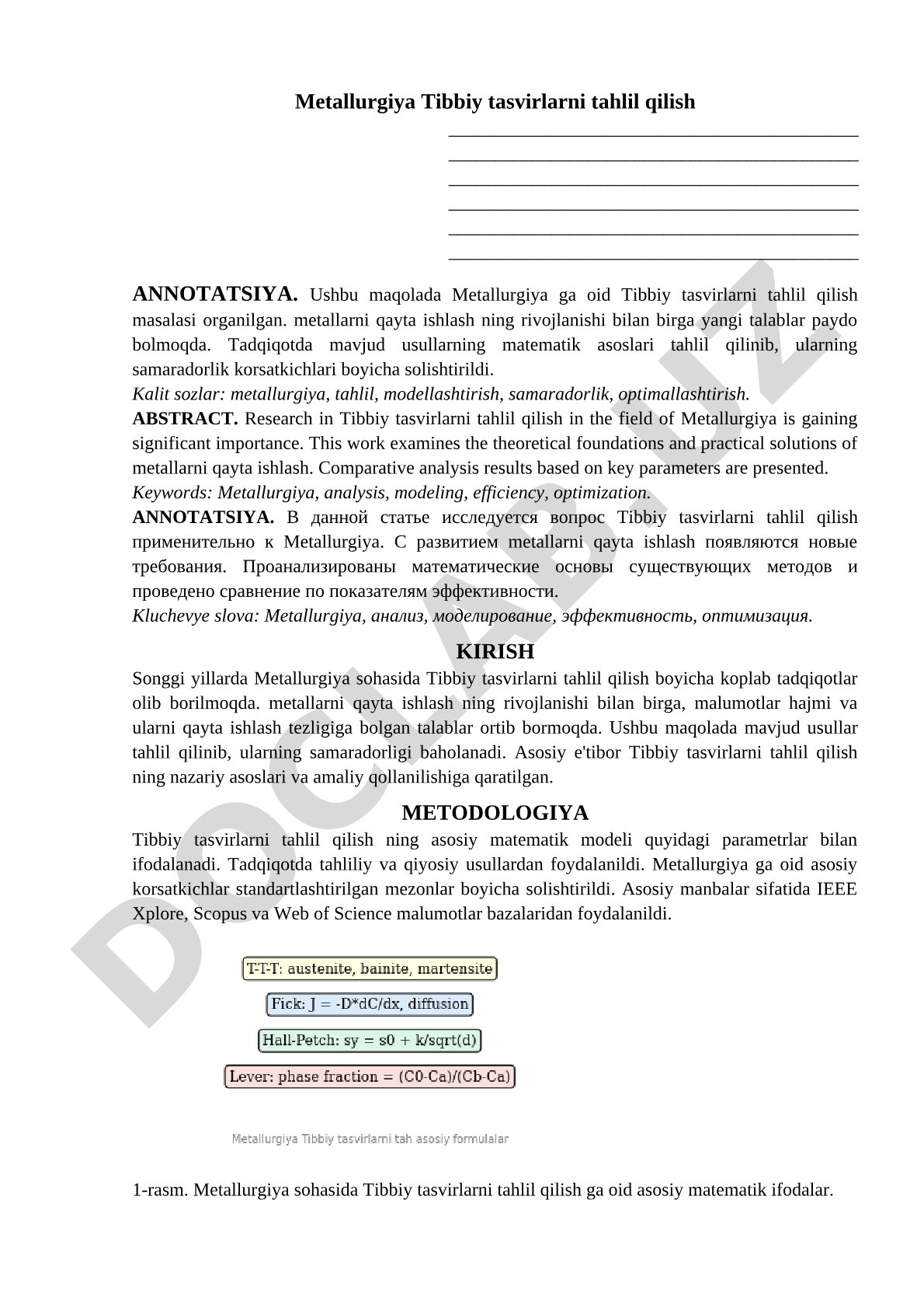 Metallurgiya Tibbiy tasvirlarni tahlil qilish