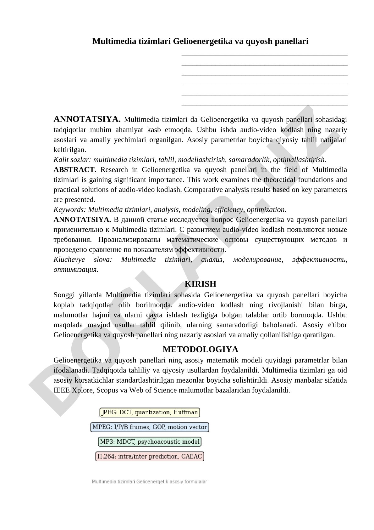 Multimedia tizimlari Gelioenergetika va quyosh panellari
