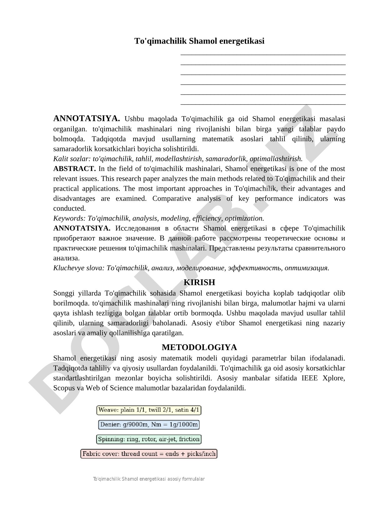 To'qimachilik Shamol energetikasi