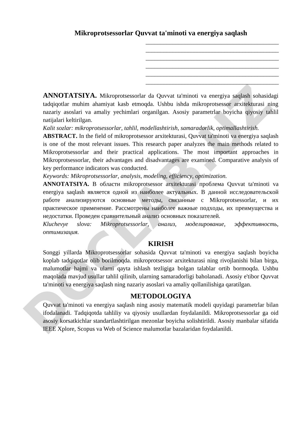 Mikroprotsessorlar Quvvat ta'minoti va energiya saqlash